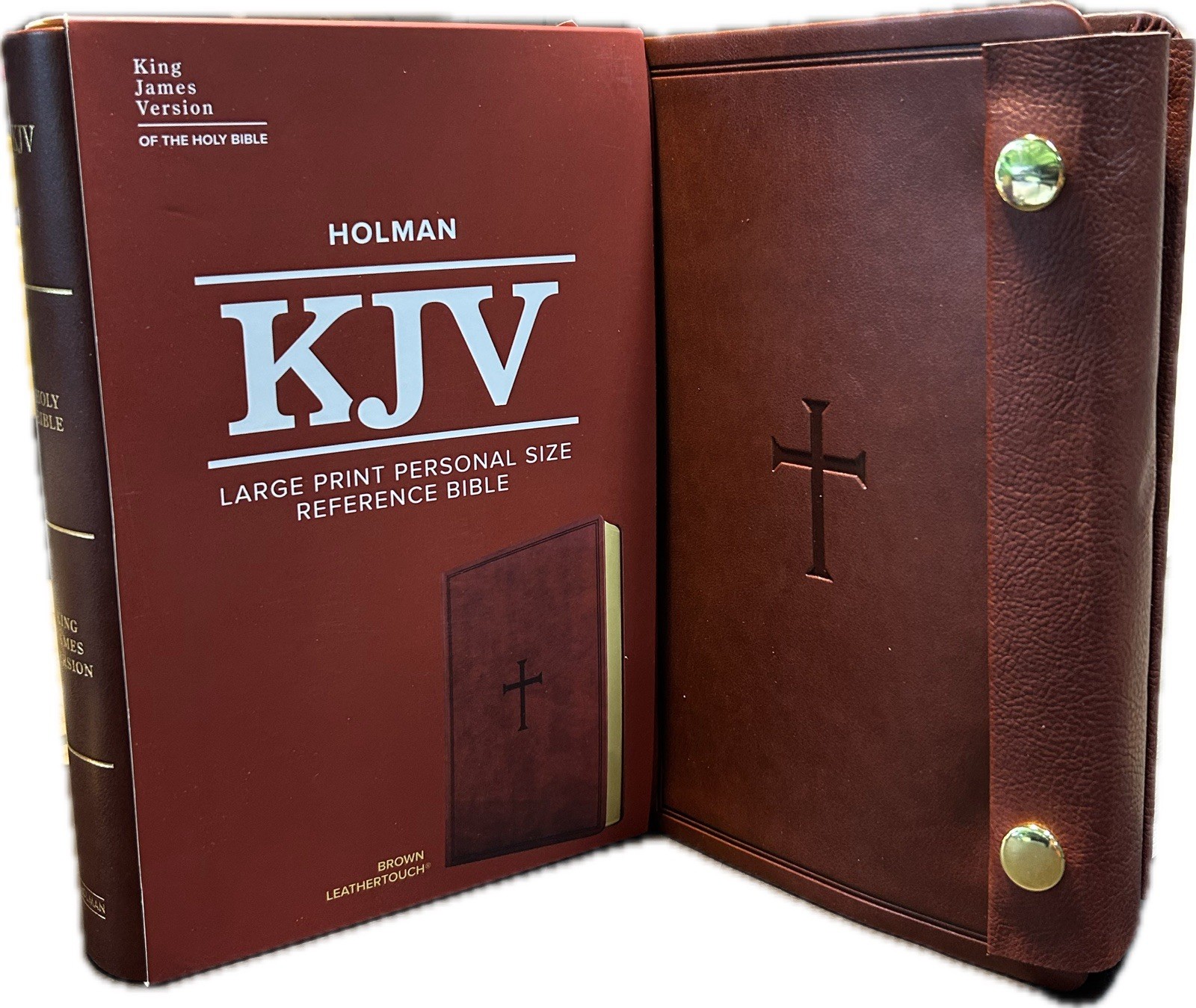 KJV SNAPFLAP CLOSURE LARGE PRINT 11.25pt Personal Size Bible Brown Leathersoft