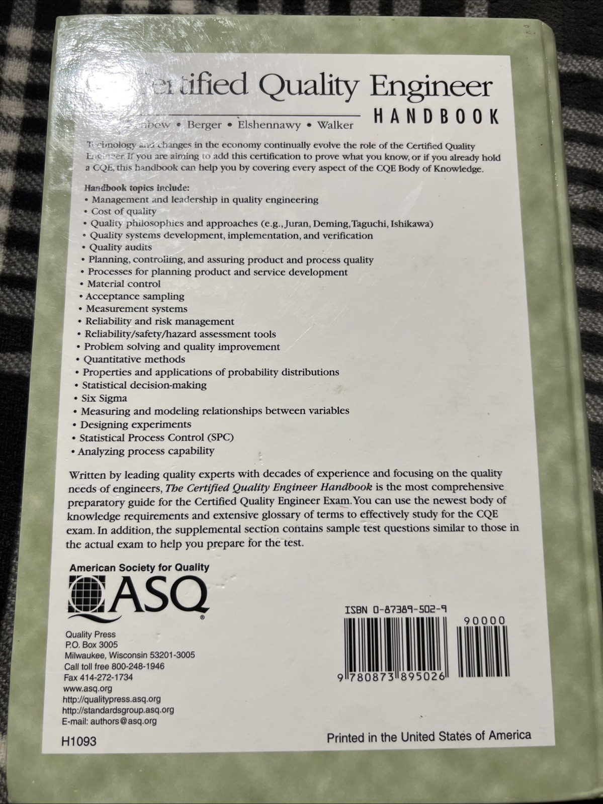 The Certified Quality Engineer’s Handbook