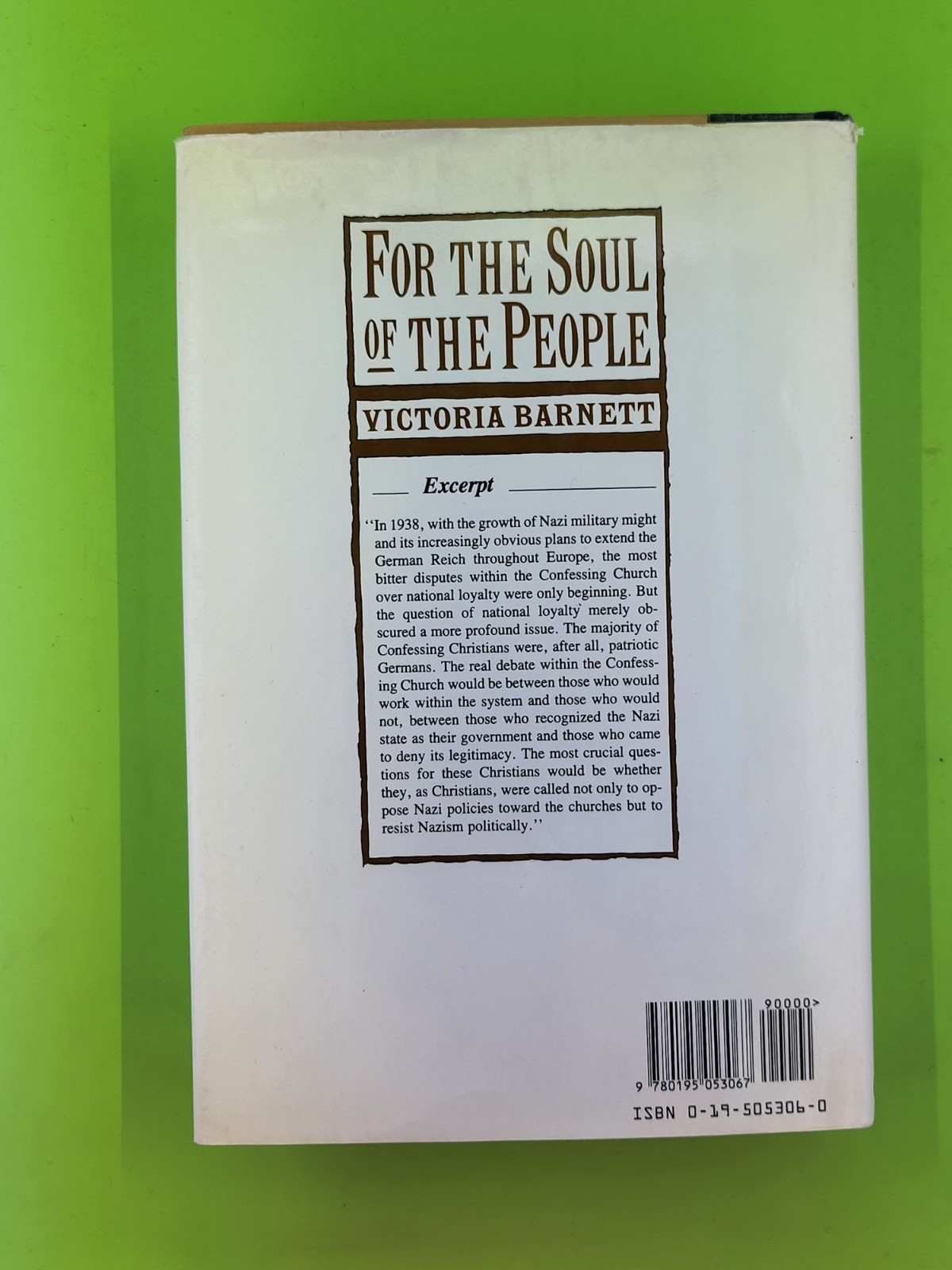 For the Soul of the People Victoria Barnett Hardcover 1st Edition 1992