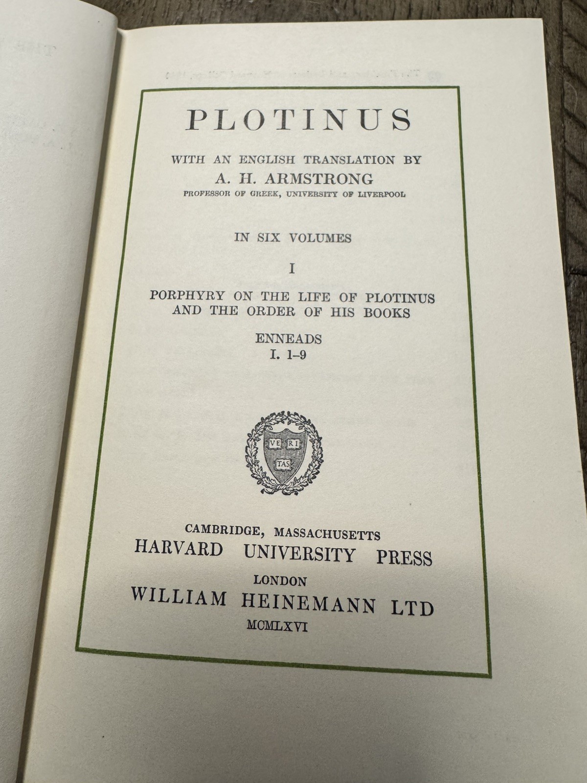 Plotinus Enneads Vol 1, 2, 3 translated by H. Armstrong – Loeb Classical Library
