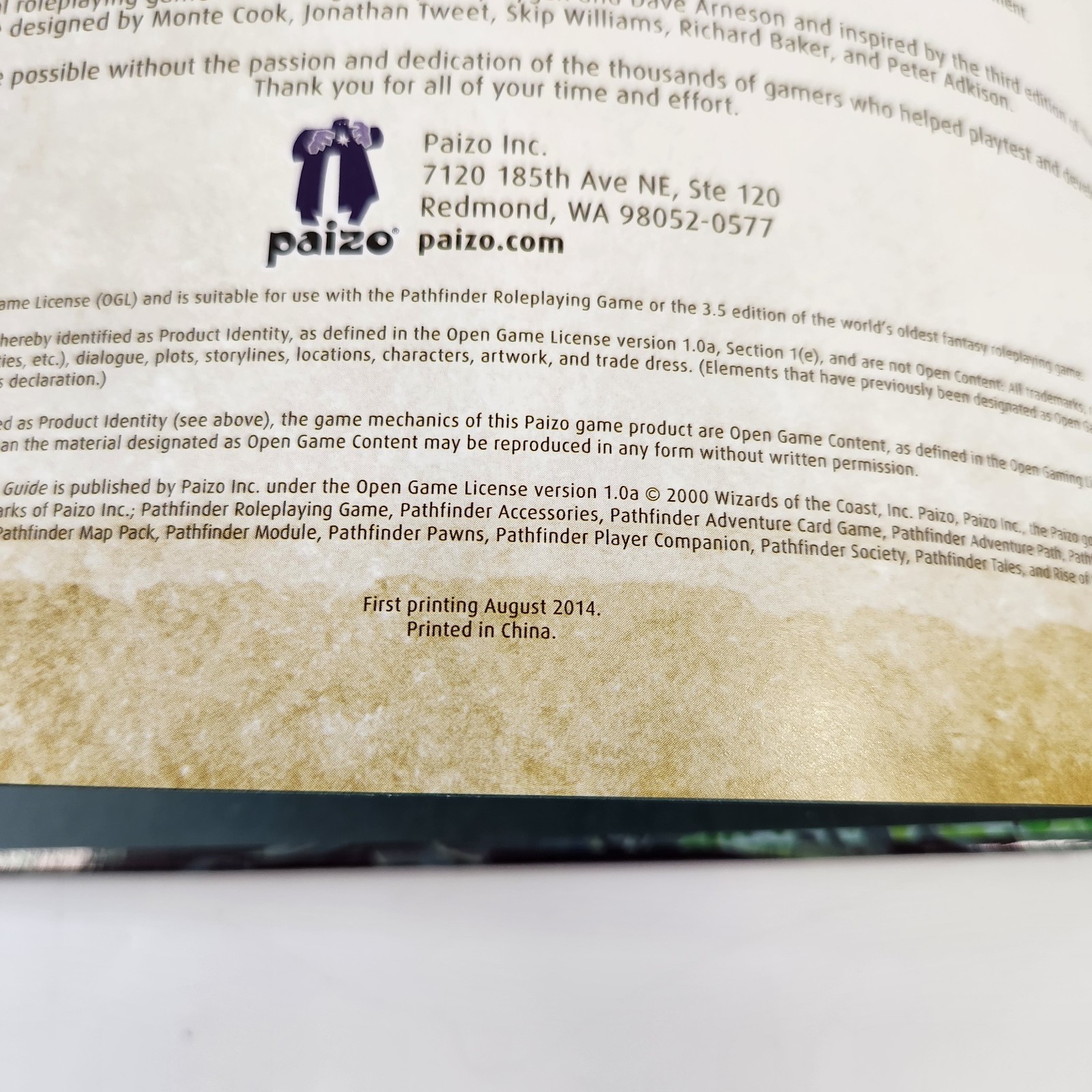 Pathfinder Advanced Class Guide RPG Book First Printing Paizo Bulmahn 2014