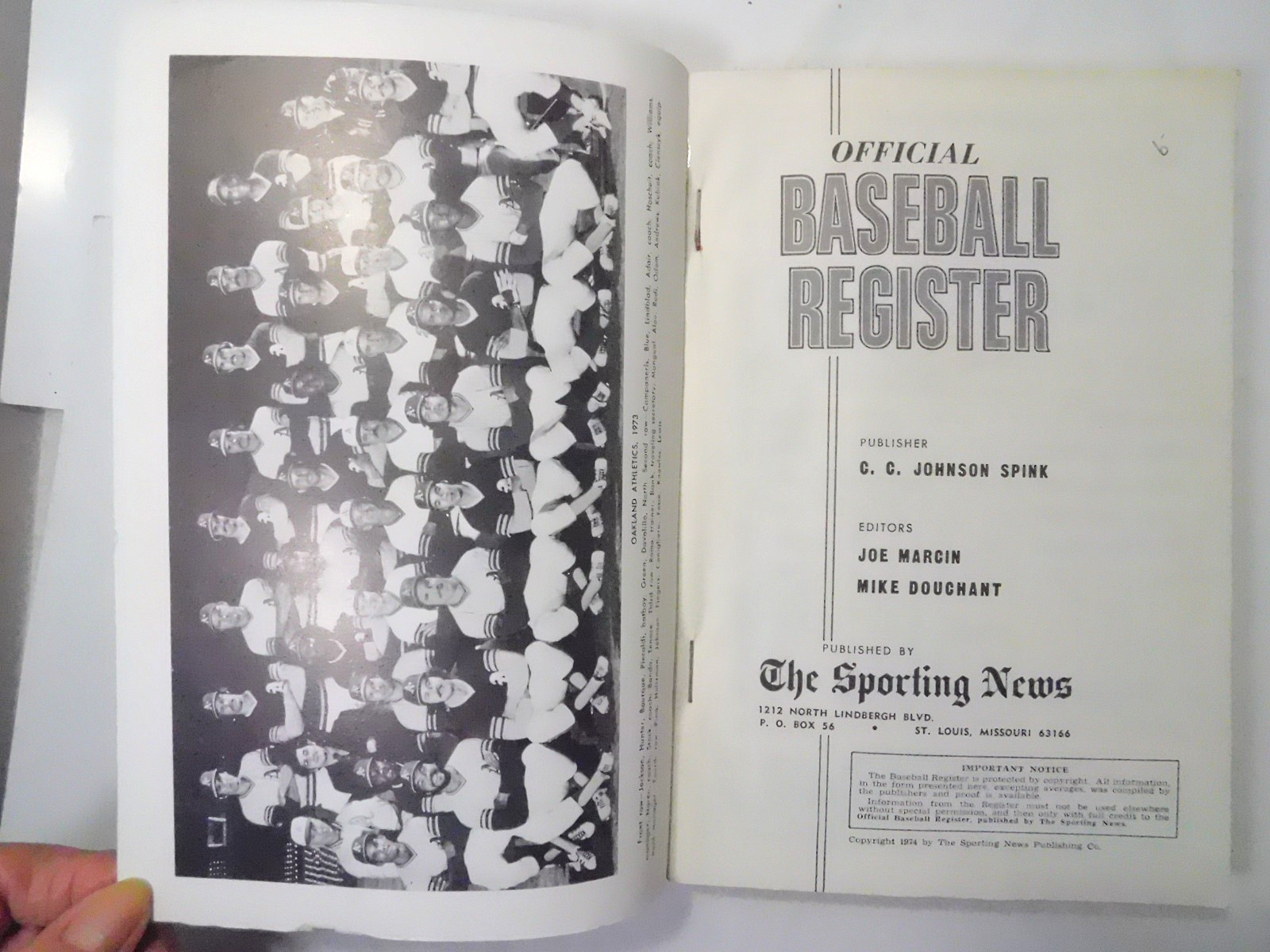 Official 1974 Baseball Register-Pete Rose Cover & Willie Stargell-Sporting News