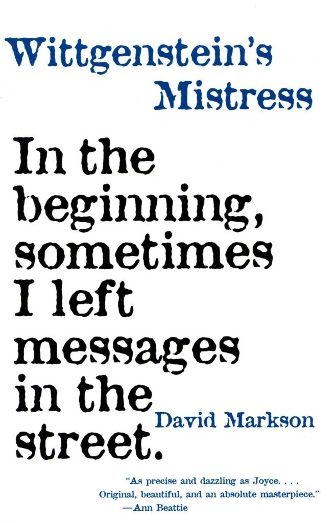 Wittgenstein’s Mistress (American Literature Series)