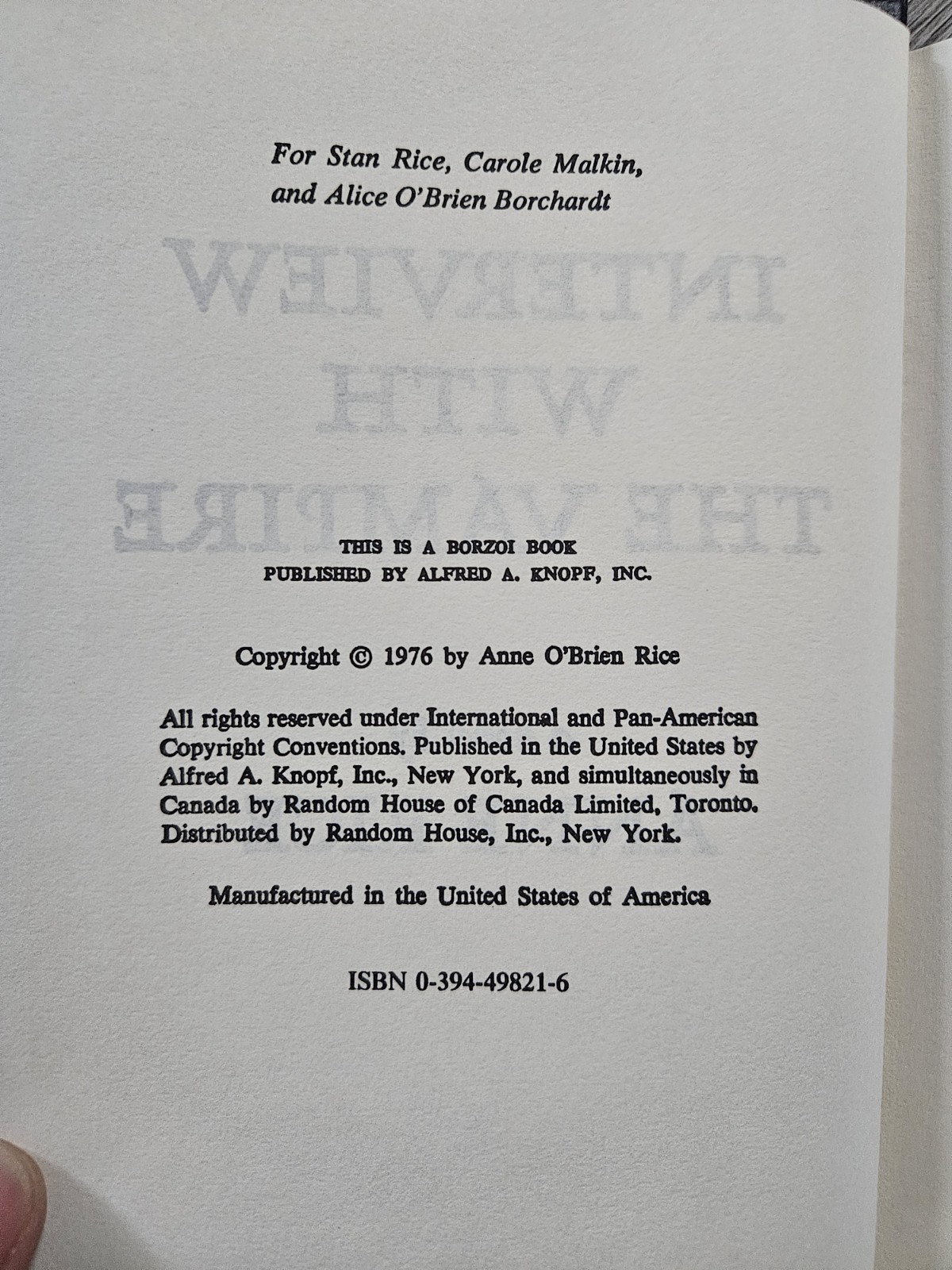 Interview with the Vampire Anne Rice 1976 Hardcover HCDJ