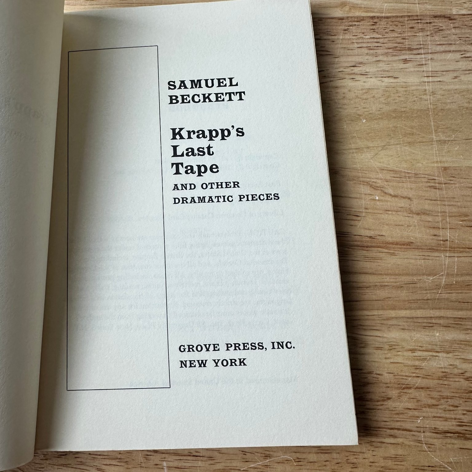 Krapp’s Last Tape & Murphy Samuel Beckett 1957 1960 Evergreen Original