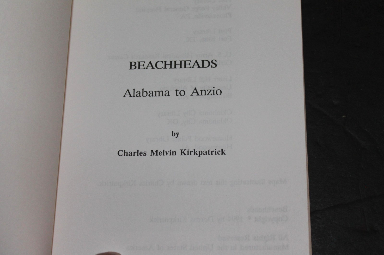 BEACHHEADS (45th Division) Alabama to Anzio / Charles Kirkpatrick (1994 TPB)