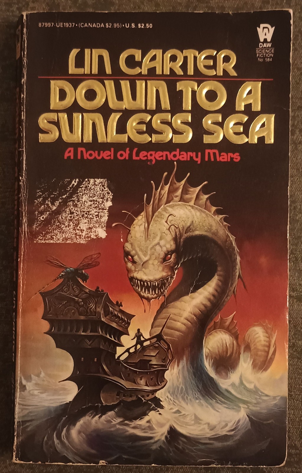 Down to a Sunless Sea by Lin Carter – paperback book – 1984 – 1st printing