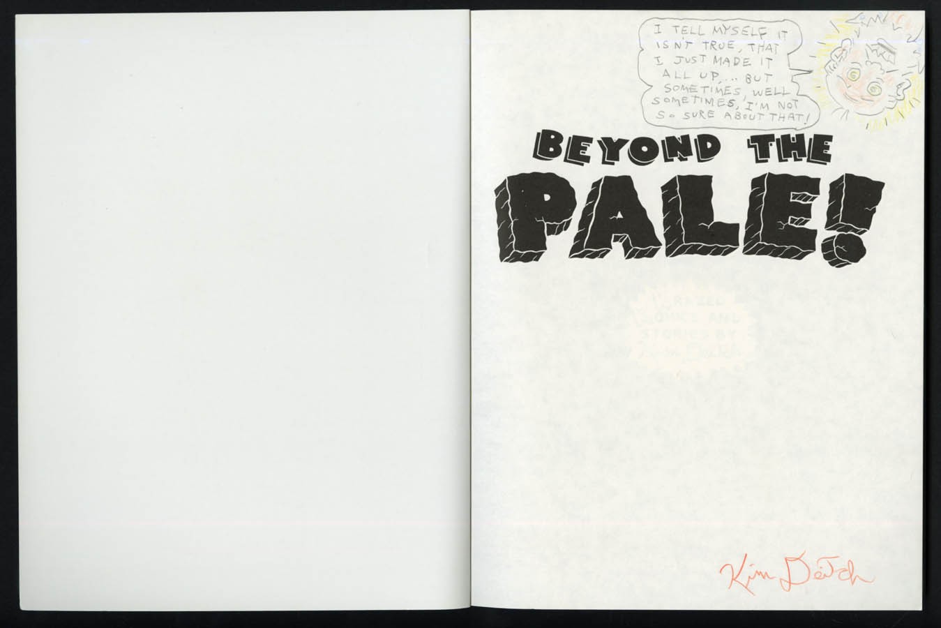 Kim Deitch SIGNED AUTOGRAPHED Beyond The Pale SC + SKETCH 1st Ed 1st Pr Comic