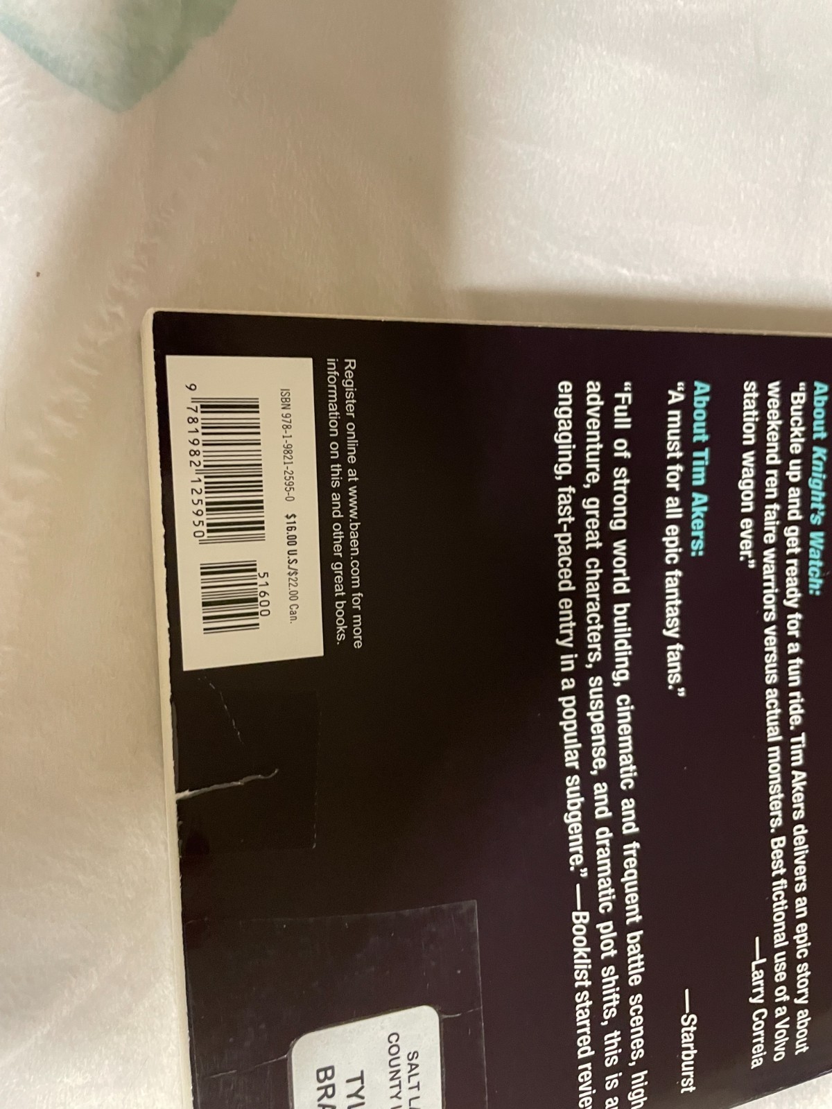 Valhellions Tim Akers 2022 Trade PB — VG Ex‑Library — Urban Fantasy Supernatural