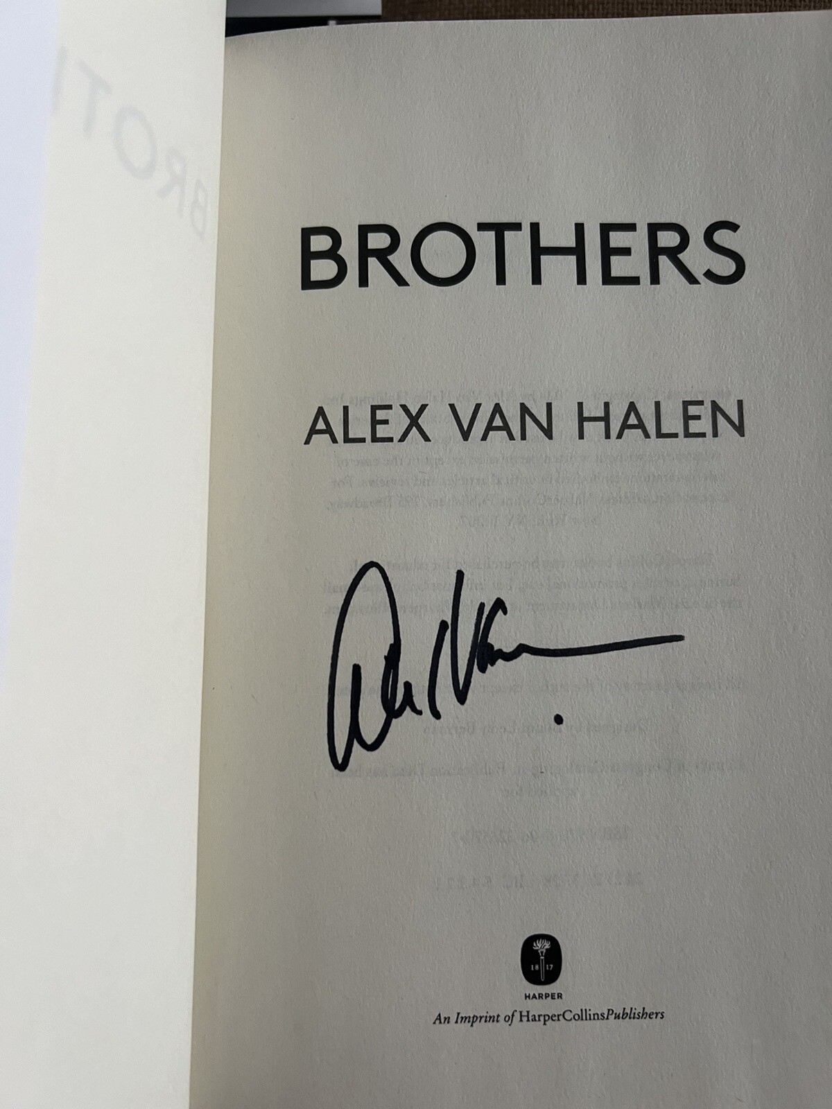 ALEX VAN HALEN SIGNED BOOK BROTHERS AUTOGRAPH HARD COVER ROCK N ROLL GUITAR