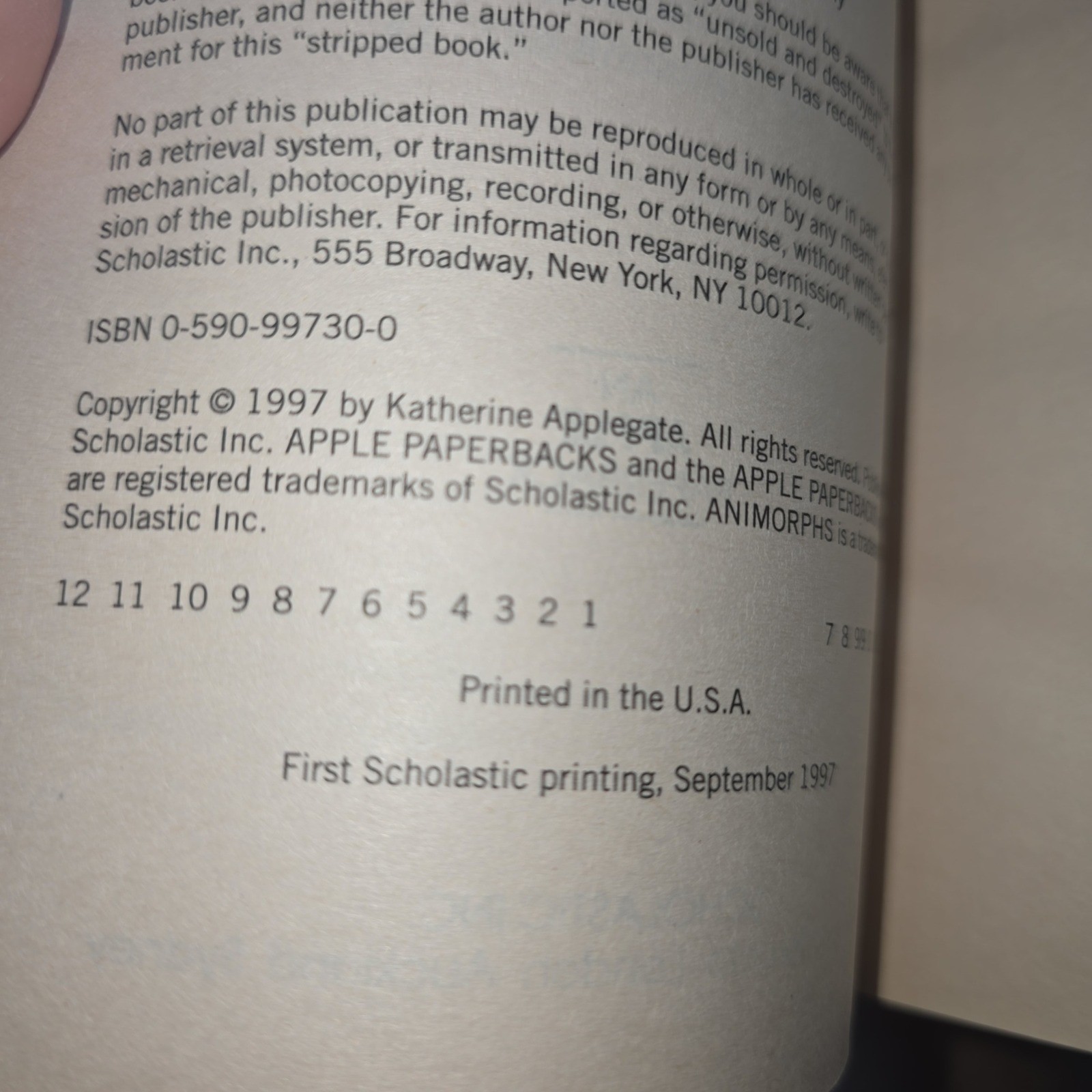 Animorphs Book Lot 4-11 K.A. Applegate Scholastic 6 First Editions with Bookmark