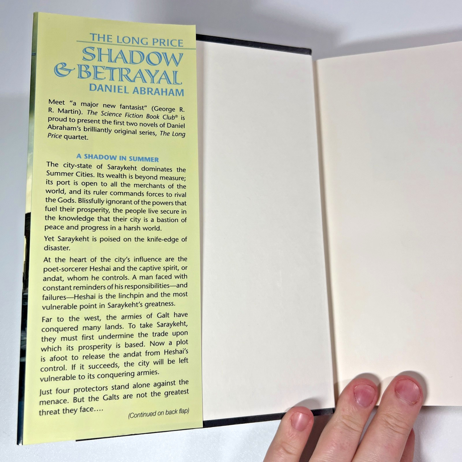 Shadow and Betrayal Daniel Abraham Hardcover Omnibus SFBC Long Price Quartet 1 2