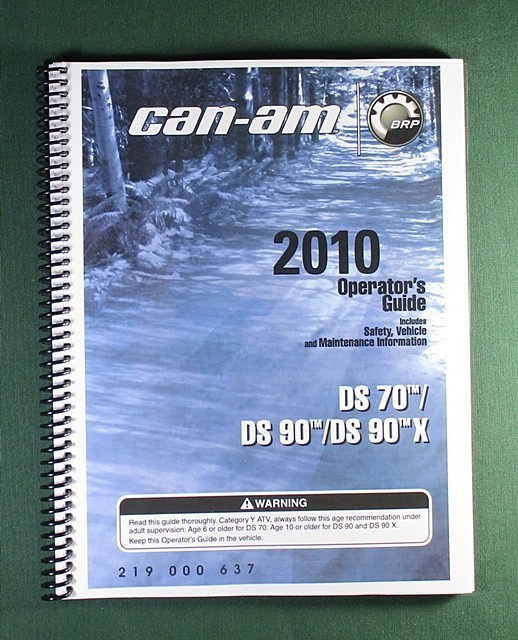2010 Can-Am DS 70 Owner’s Manual: 136 Pages & Protective Covers!