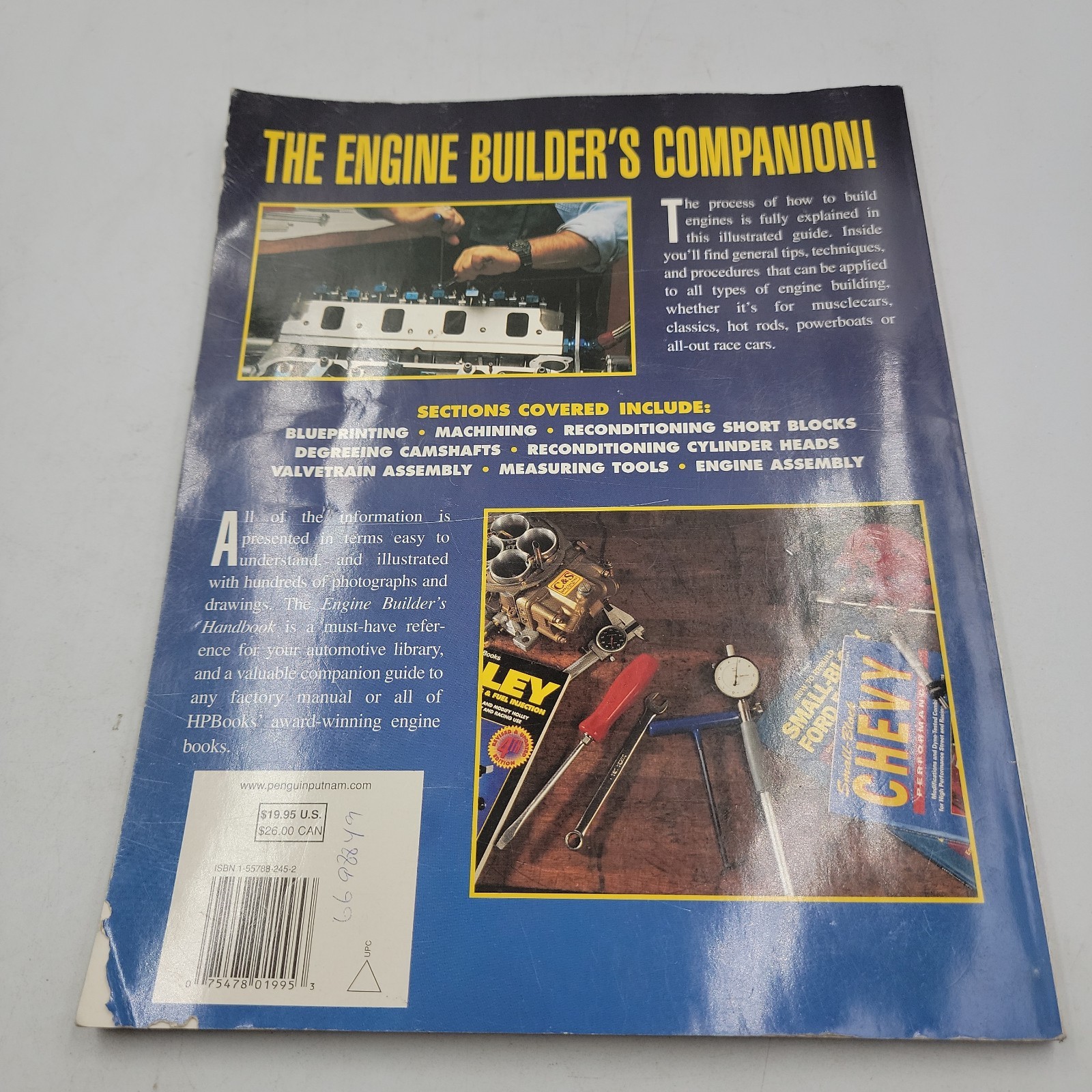 Engine Builder’s Handbook Tom Monroe HP Books Blue PB Automotive Engine Repair