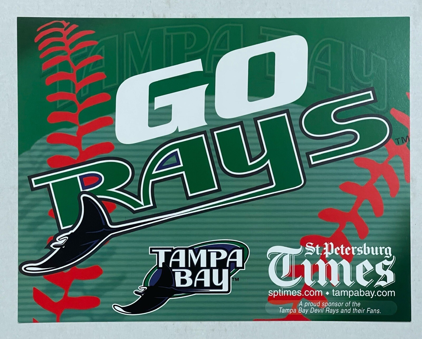 TAMPA BAY DEVIL GO RAYS MLB BASEBALL 11.25”X 8.75” FANFEST AUTOGRAPH CARD SIGN