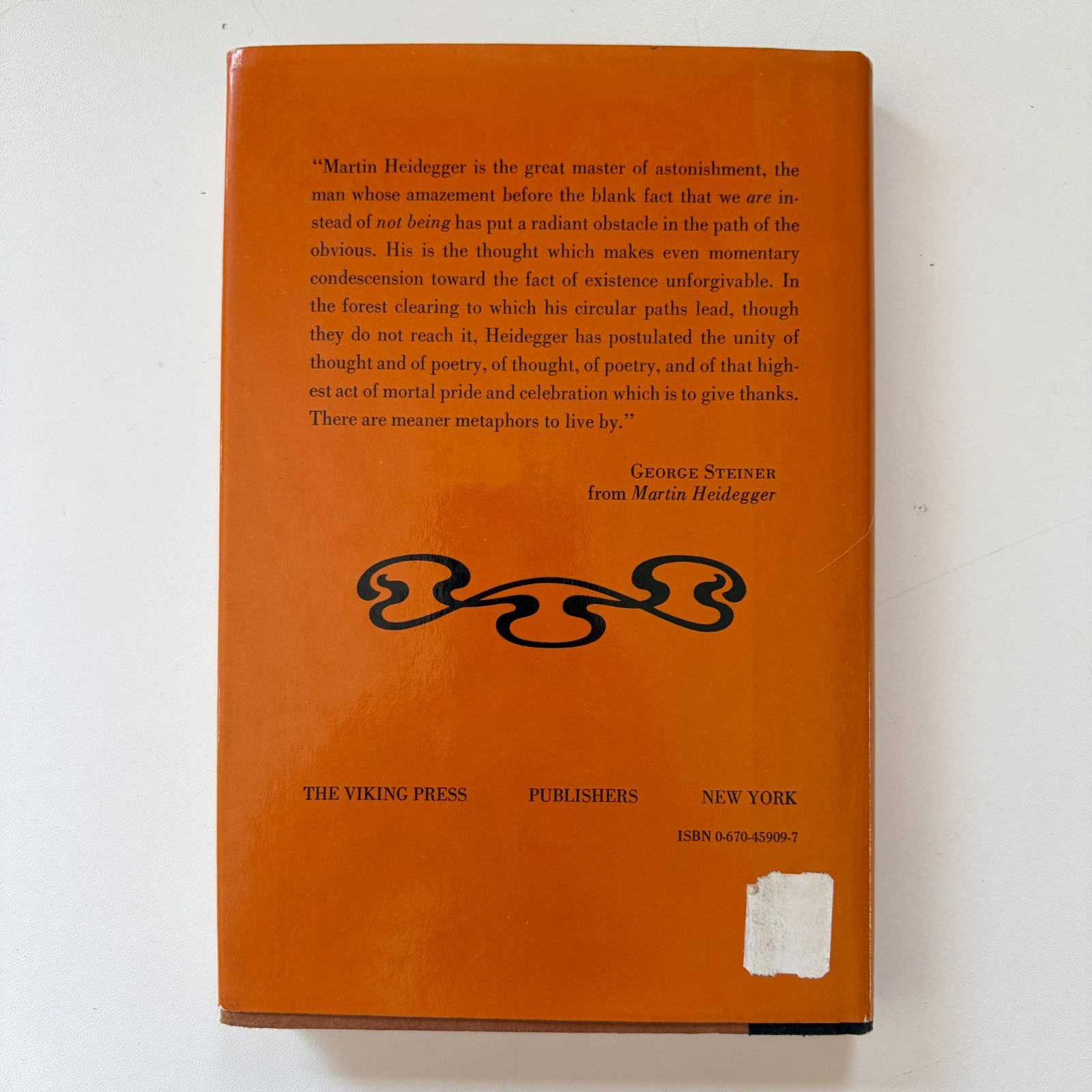 Martin Heidegger George Steiner 1979 Hardcover DJ Viking Press Modern Masters