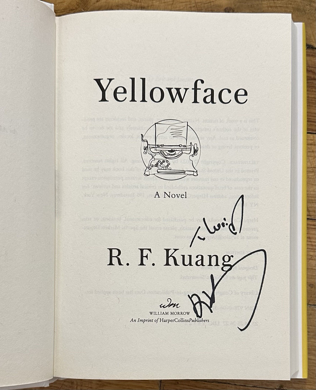 SIGNED R. F. Kuang Yellowface First Edition Morrow Hardcover Autographed NEW!