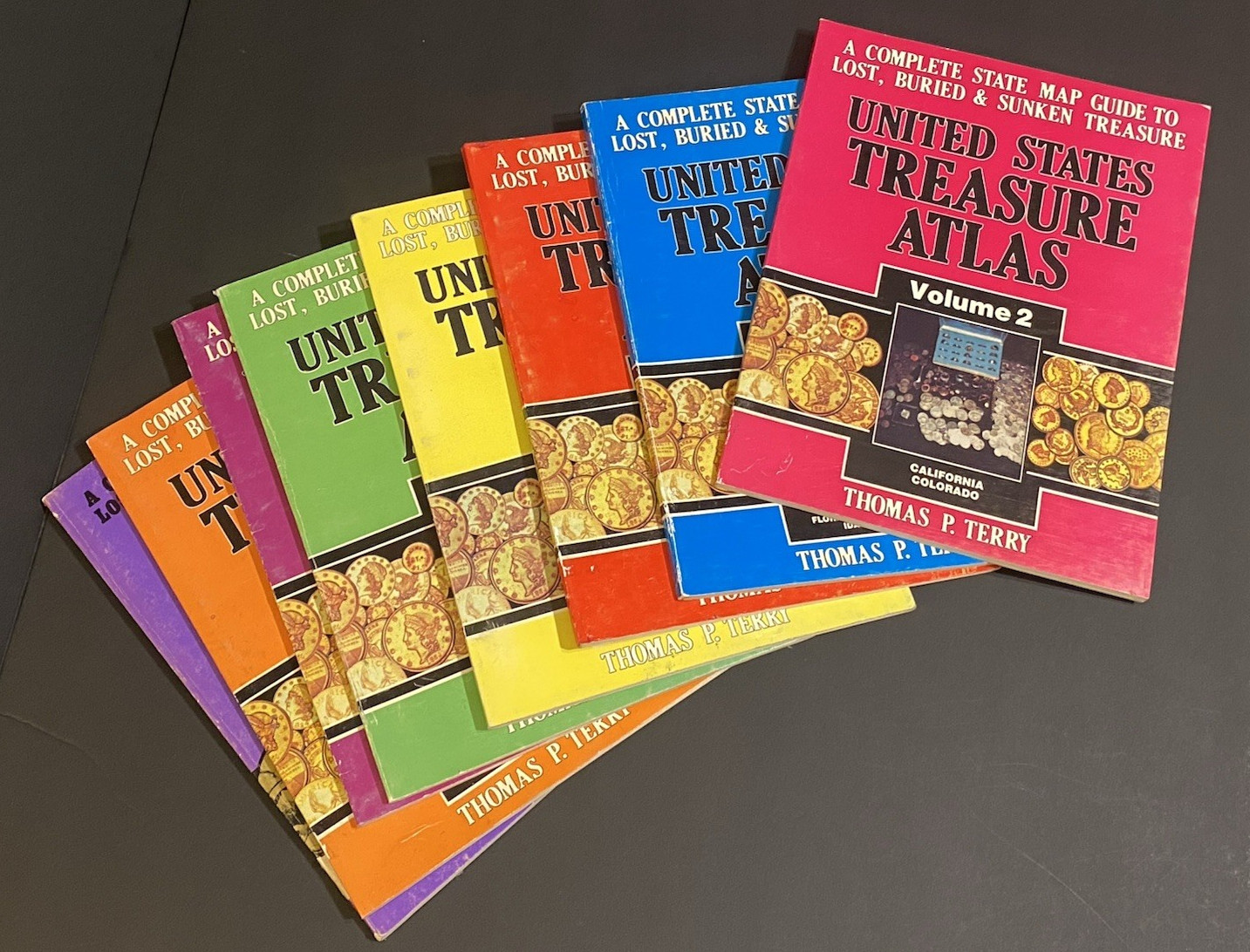 World and 7 United States Treasure Atlas Vols. 2,3,5,6,8,9,10 by Thomas P. Terry