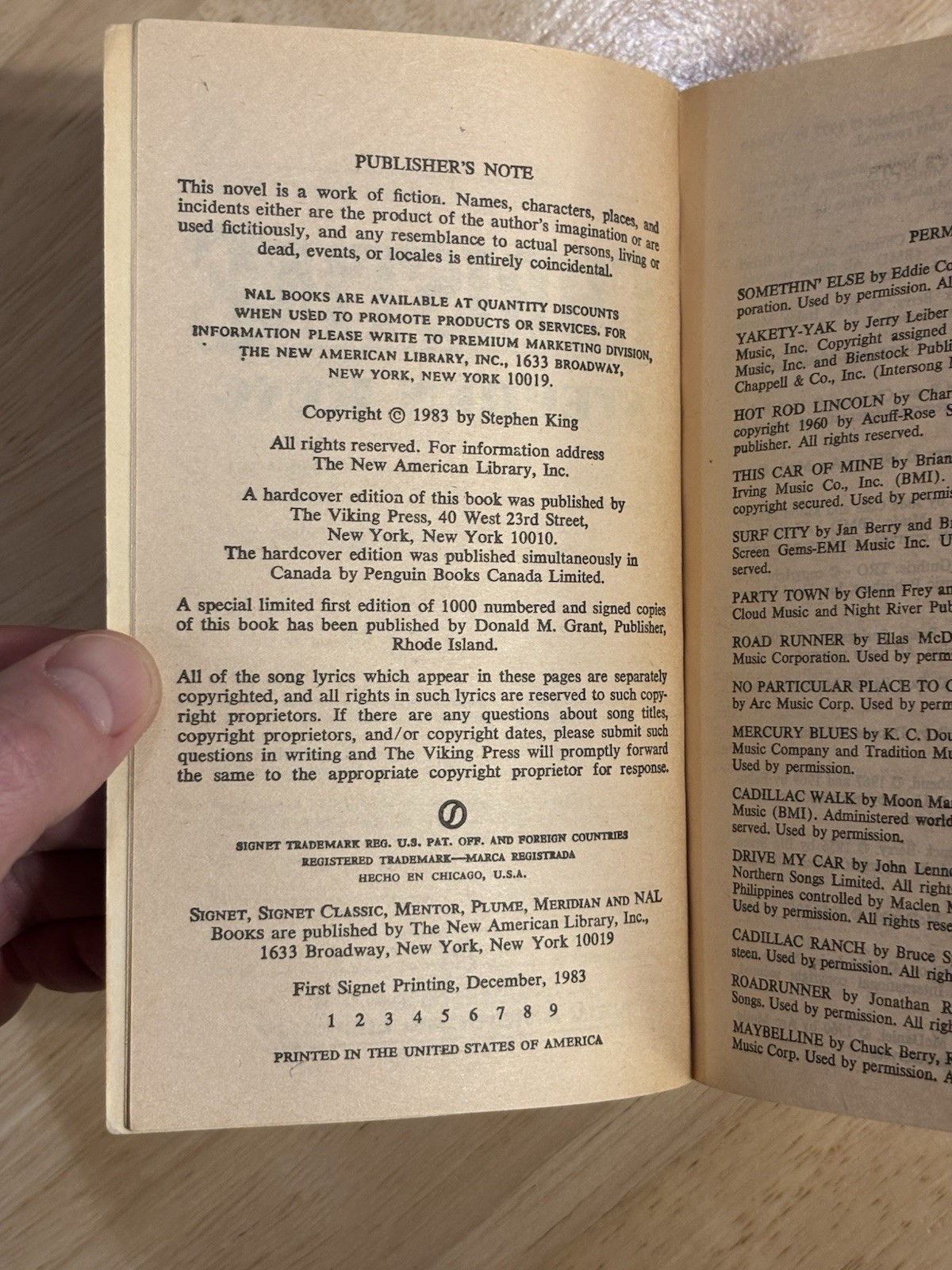 Stephen King Christine New American Library 1st Edition Mass Market Horror 1983