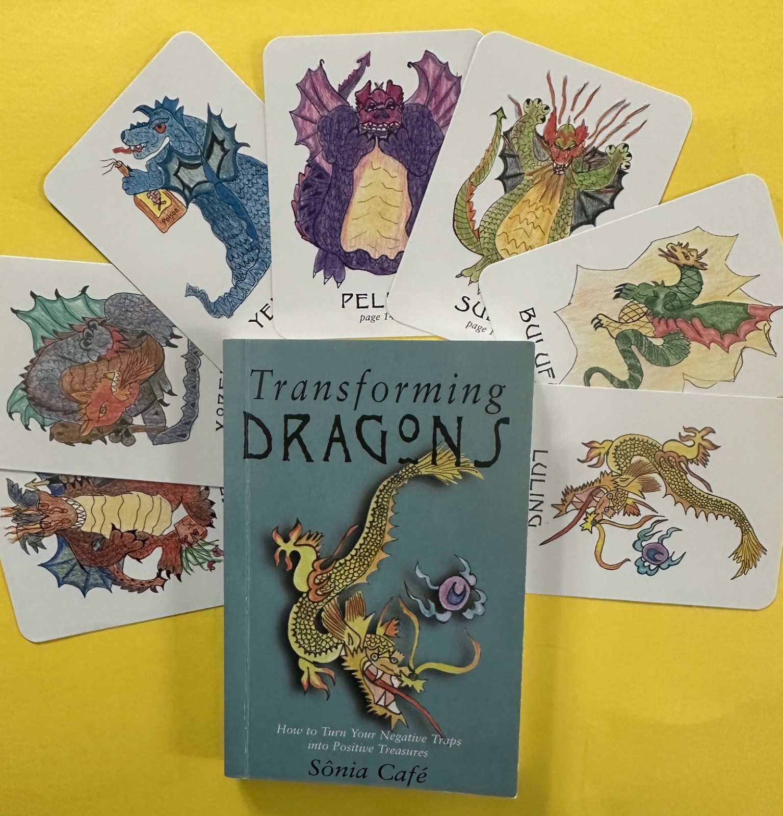 Transforming Dragons by Sonia Cafe Book and 64 Full Color Dragon Cards