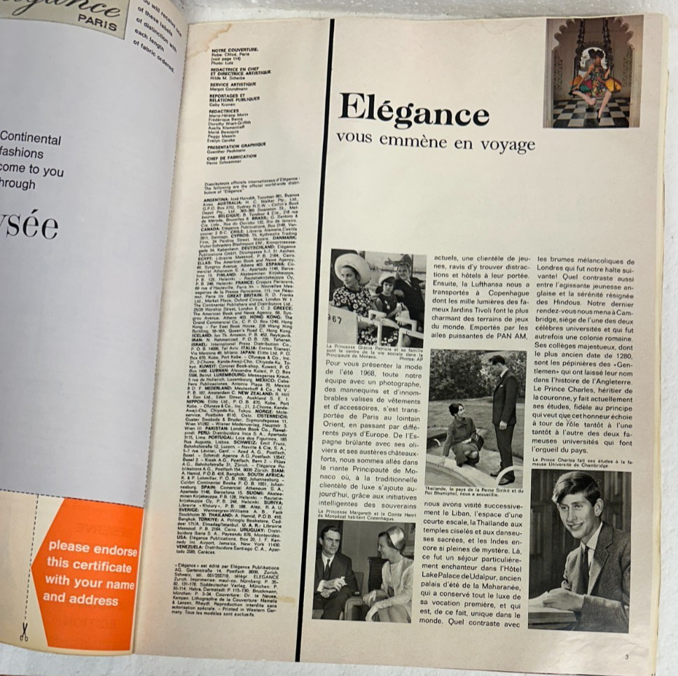 Elegance Spring/Summer 1968 Swatched Edition in English title page in French
