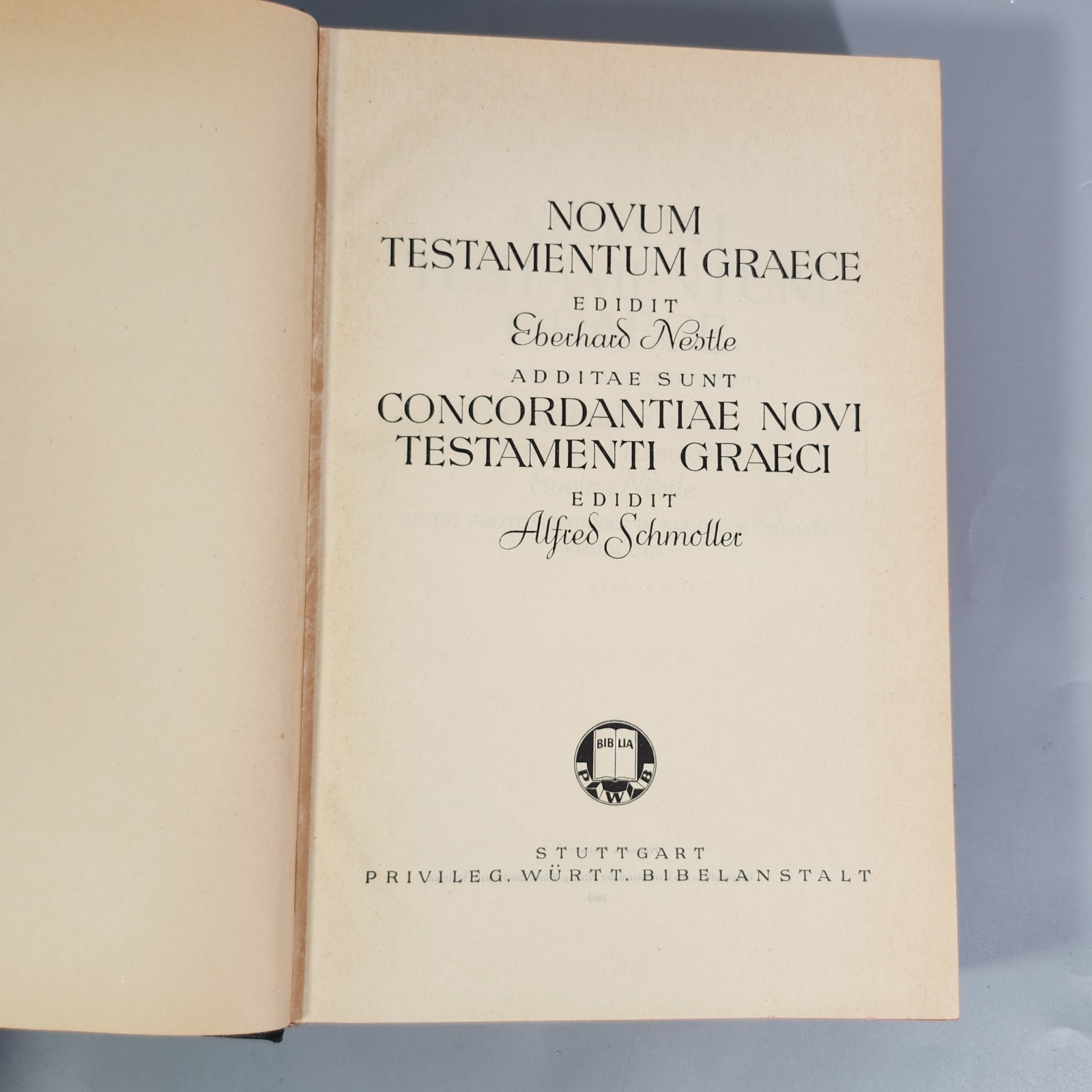 Novum Testamentum Graece New Testament Concordance in Greek 1953 Eberhard Nestle