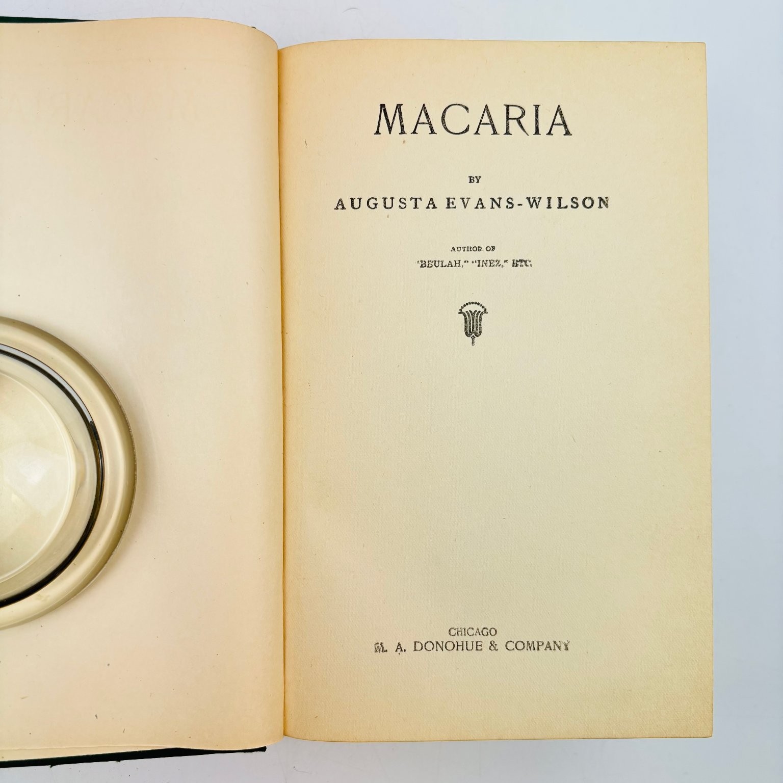 Macaria Augusta Evans Wilson c1900s Antique Novel MA Donohue
