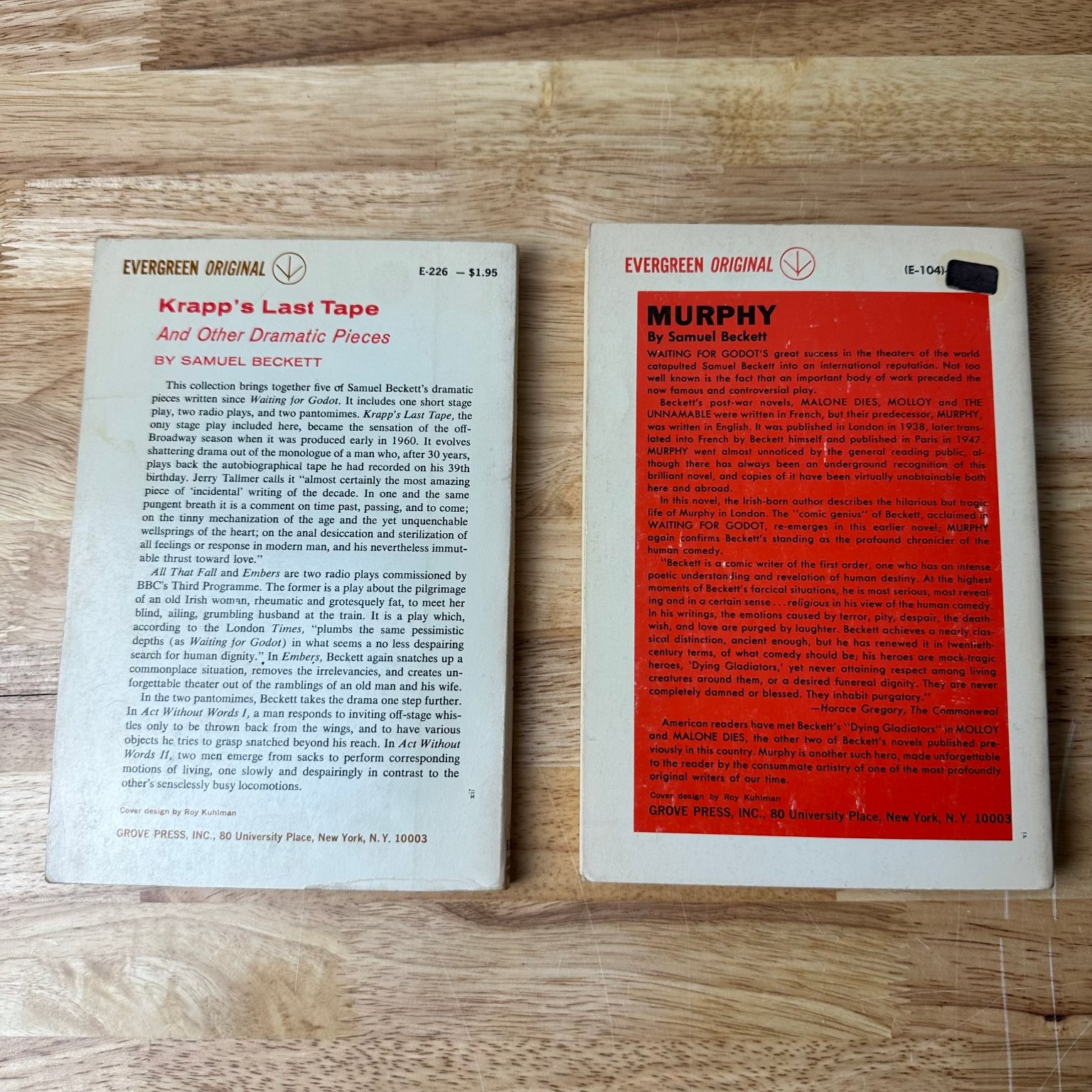 Krapp’s Last Tape & Murphy Samuel Beckett 1957 1960 Evergreen Original