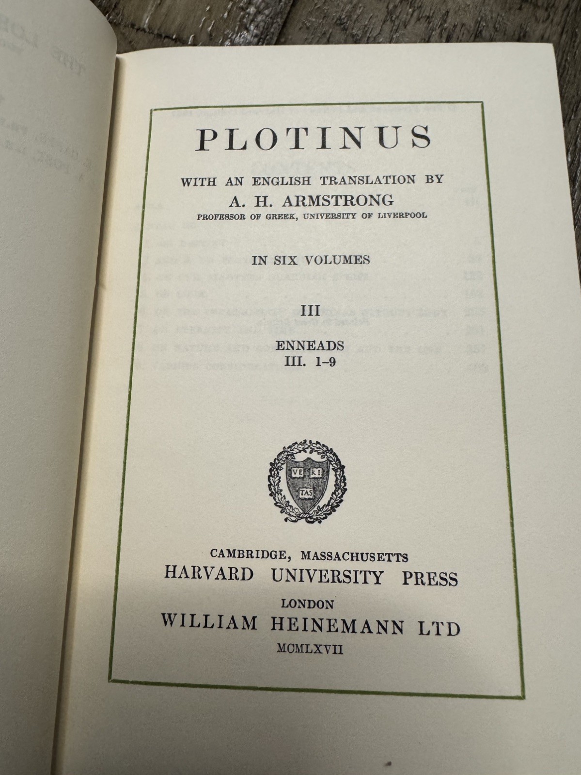 Plotinus Enneads Vol 1, 2, 3 translated by H. Armstrong – Loeb Classical Library
