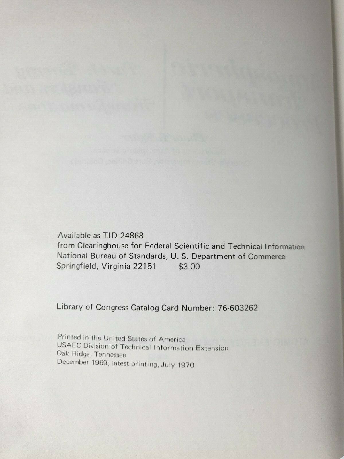 Atmospheric Transport Processes Part 1 Reiter 1969 US AEC Atomic Energy
