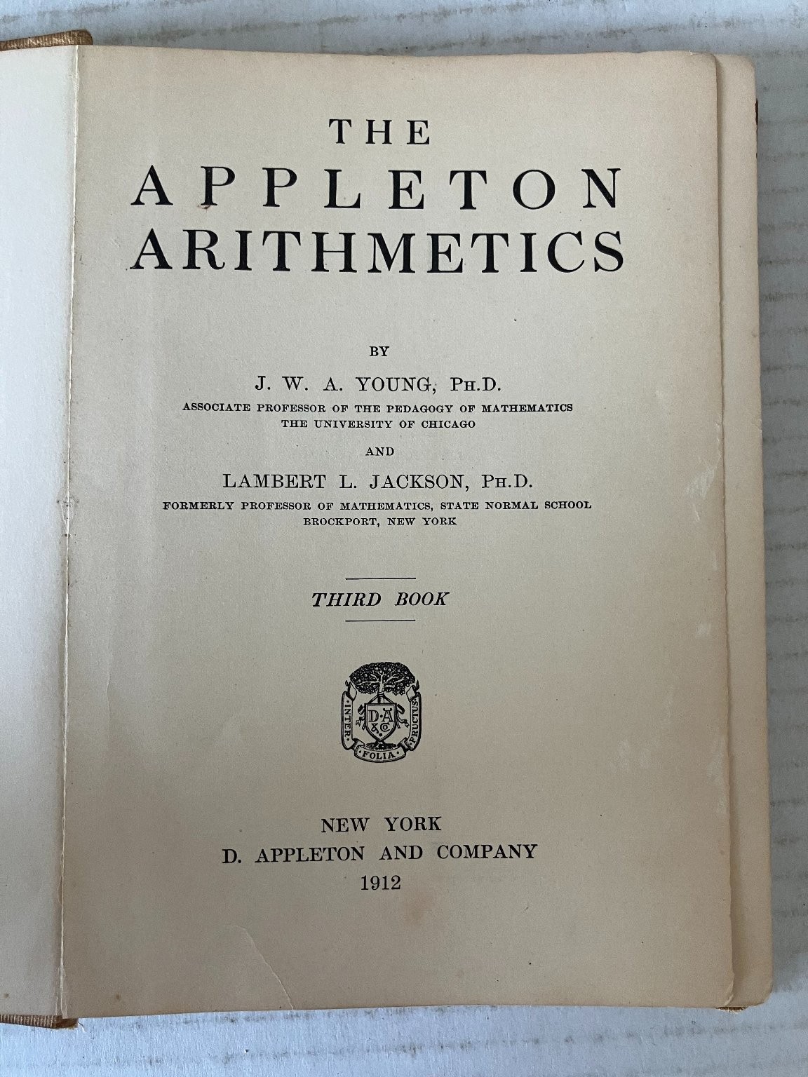 Appleton Arithmetics Third Book Young Jackson 1912 Math Textbook Vintage