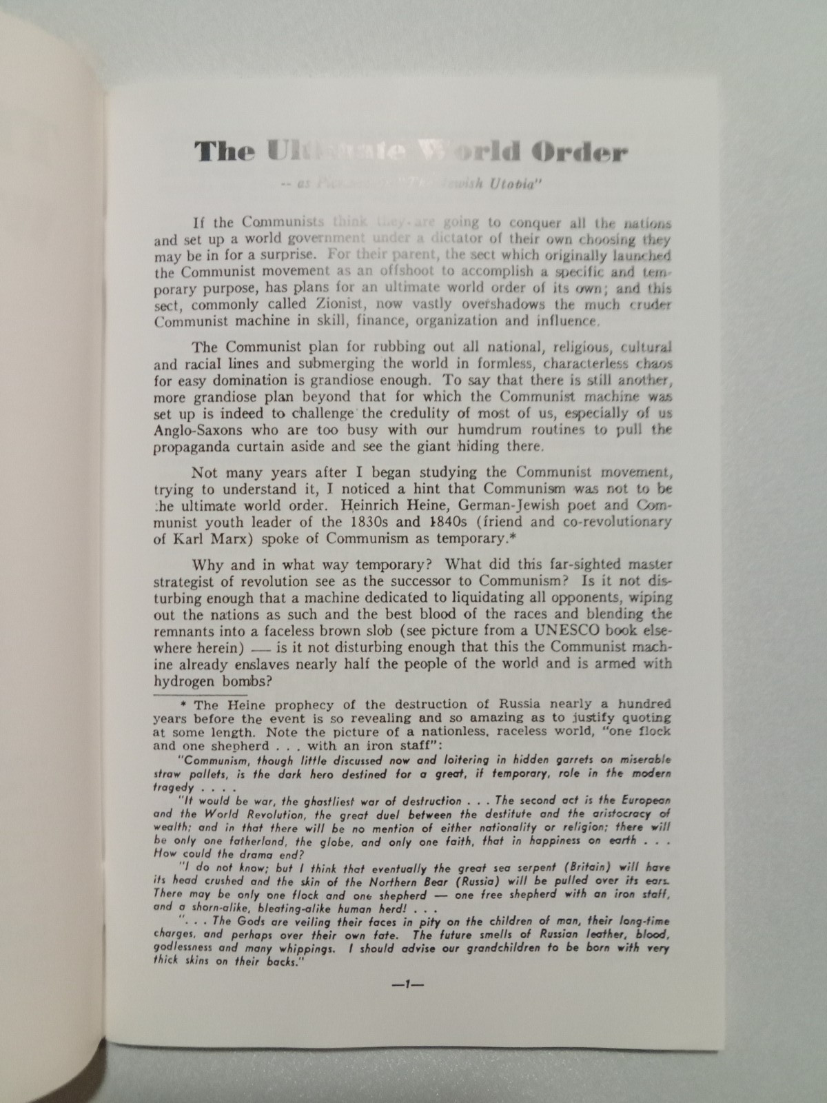 Ultimate World Order: As Pictured in the Jewish Utopia by Robert Williams SB