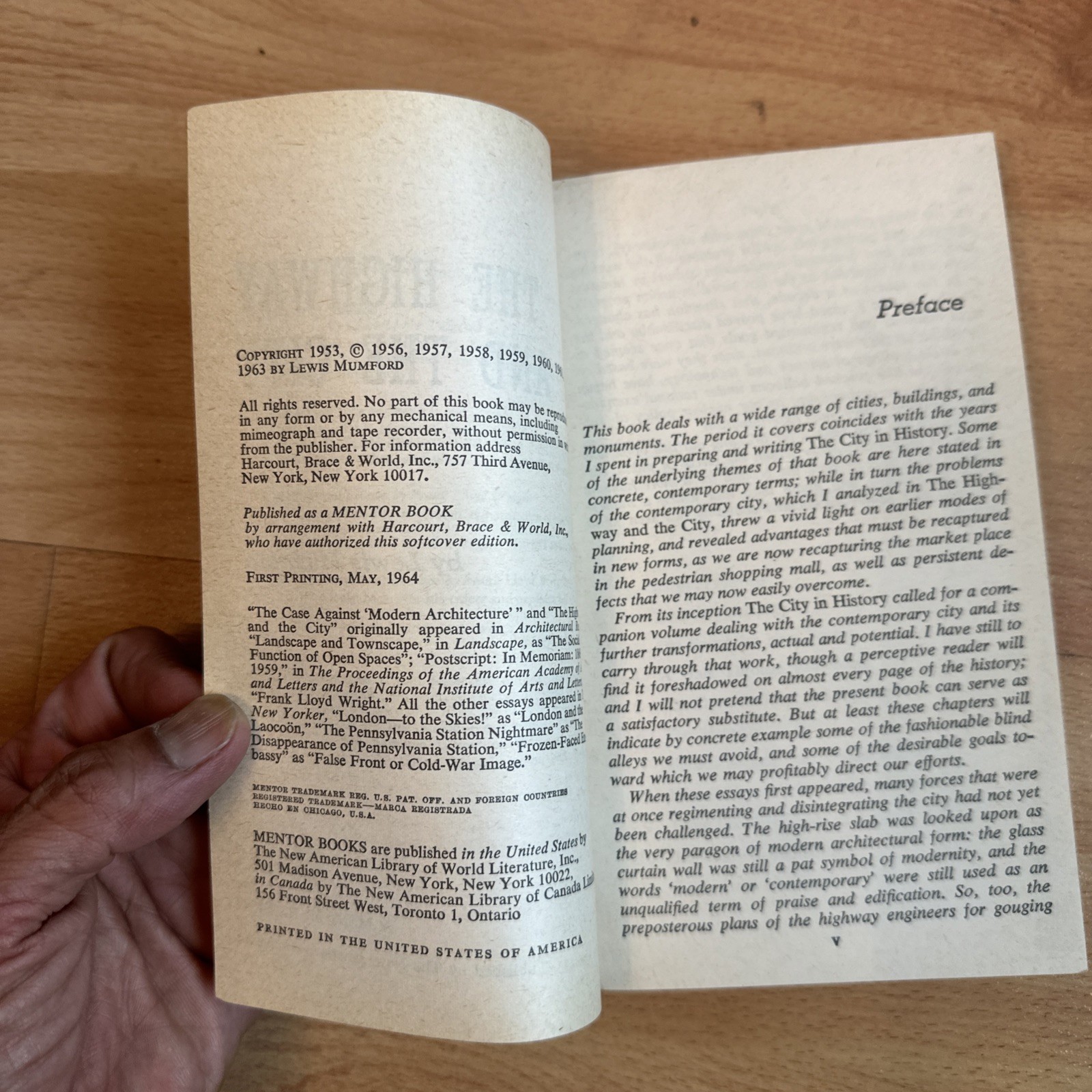 Lewis Mumford The Highway and the City Paperback New American Library Urban