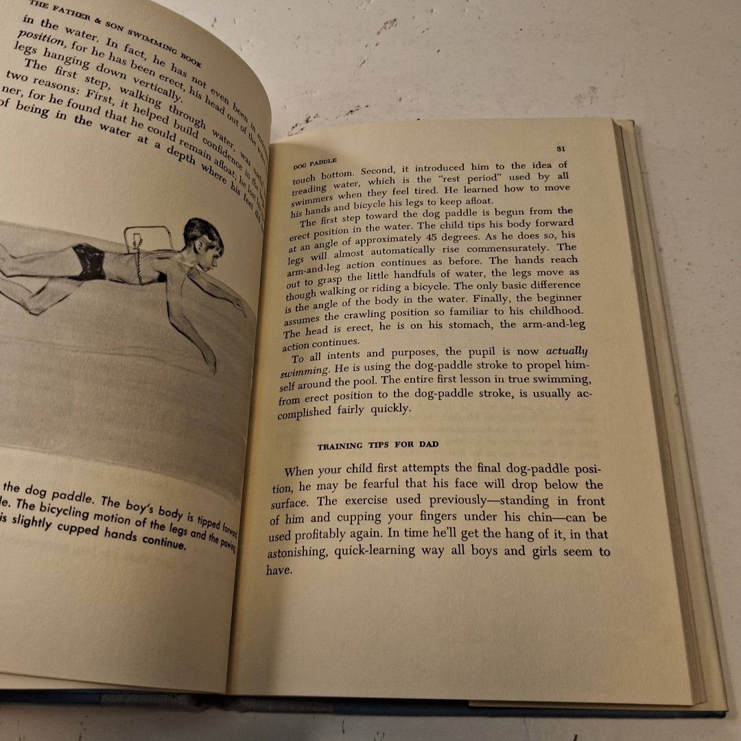 The Father & Son Swimming Book Philip E. Moriarty Howard Liss 1970 HCDJ Vintage