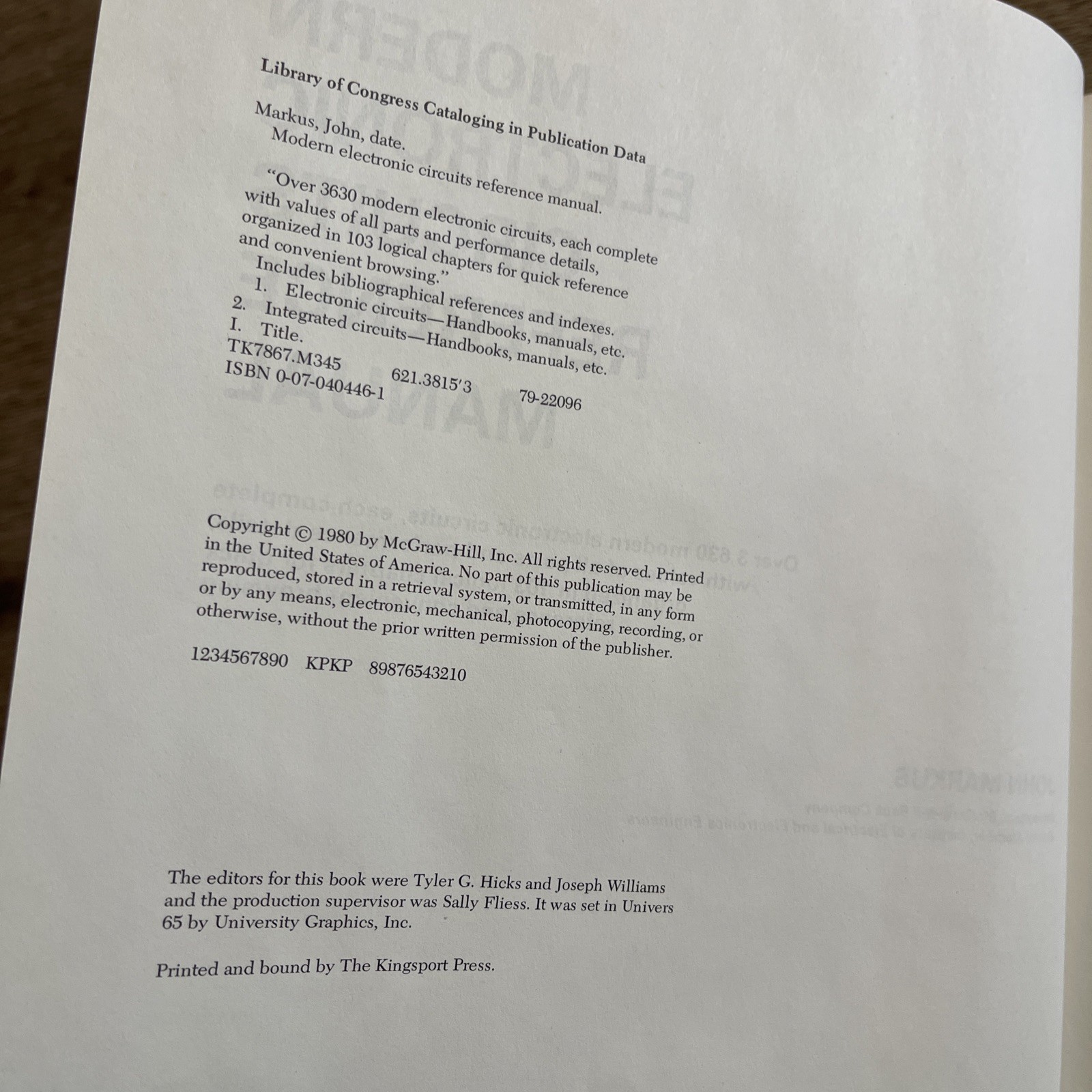 Modern Electronic Circuits Reference Manual John Markus 1980