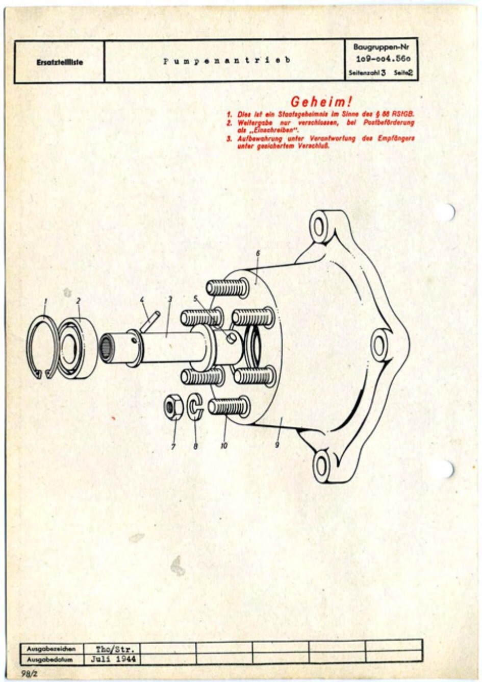Junkers Jumo 004 Engine Parts Service Manual Me 262 Horten Ho 229 PRINTED BOOK