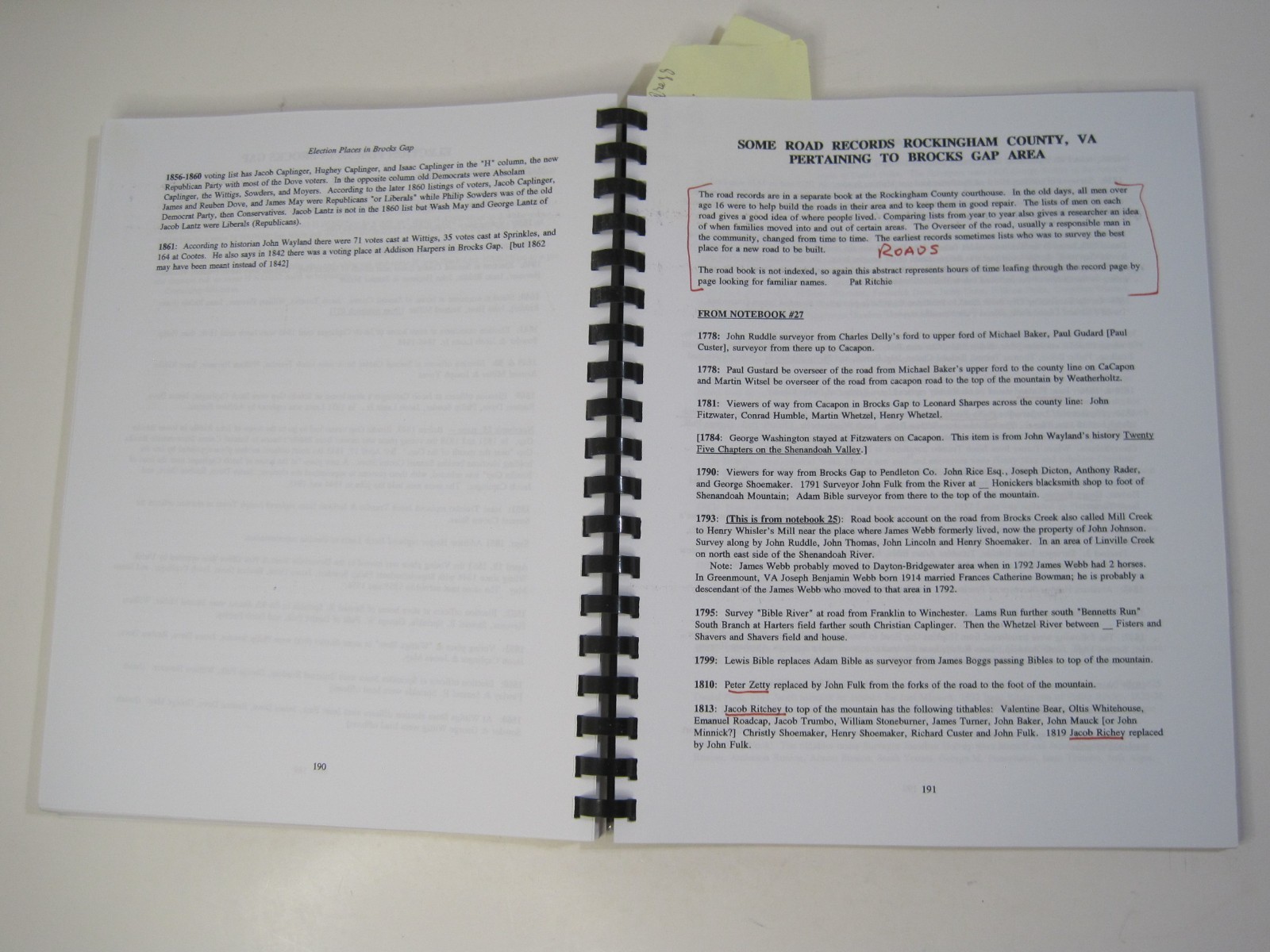 Brocks Gap Miscellaneous Research by Lewis Yankey, Lonzo Dove, Patricia Ritchie