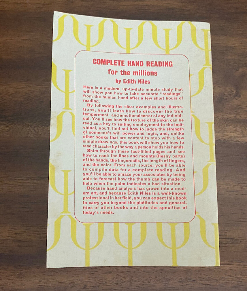 Complete Hand Reading for the Millions by Edith Niles (1970, TPB) 1st Print