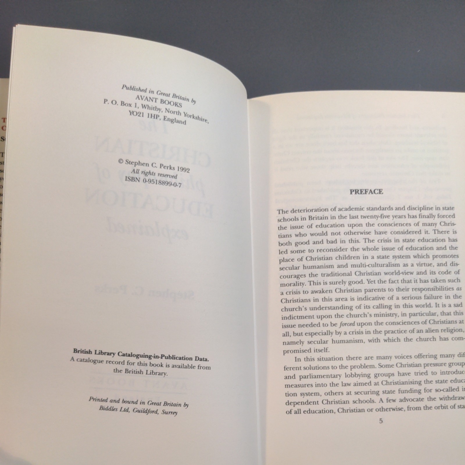 Christian Philosophy of Education Explained Perks Hardcover 1992