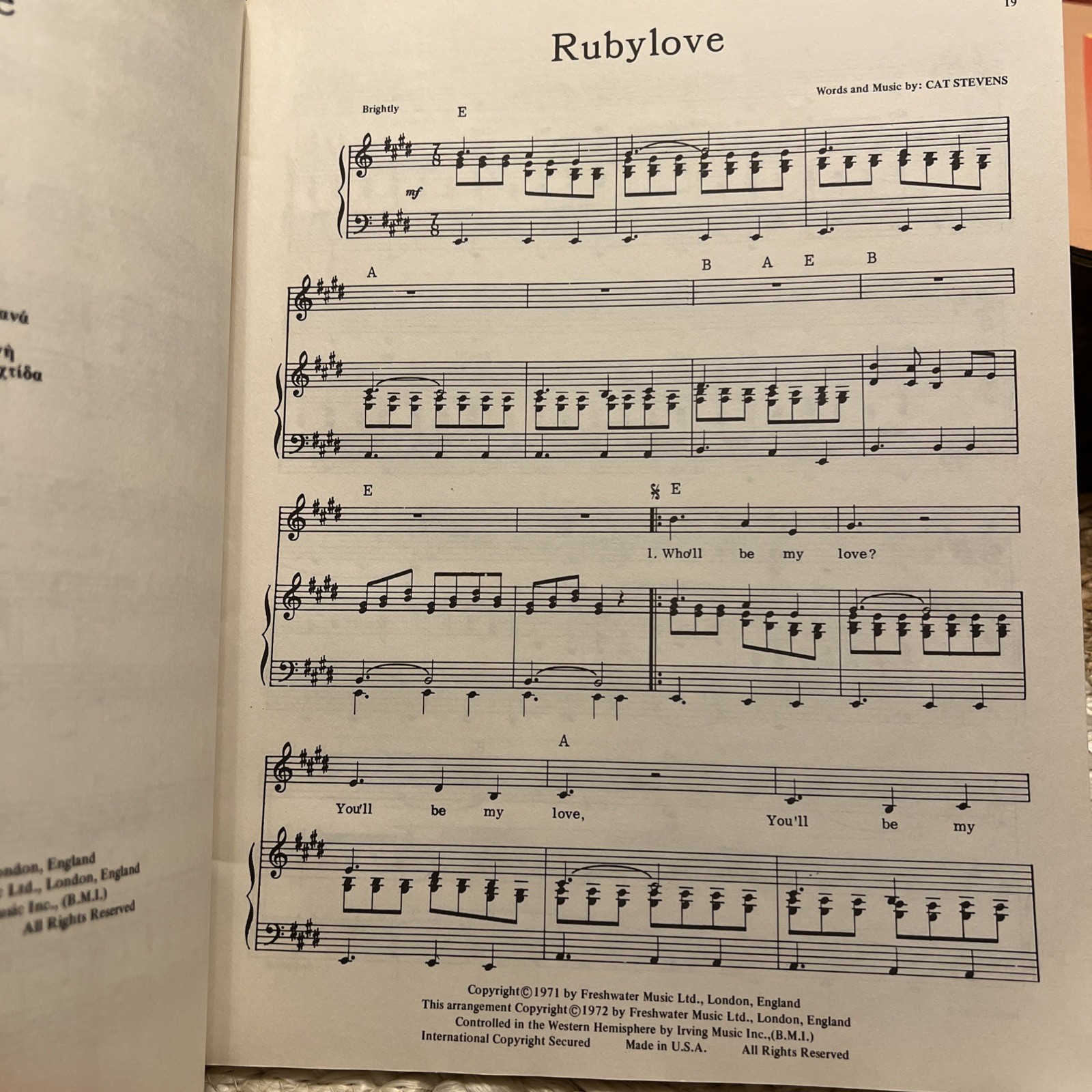 CAT STEVENS-Teaser and the Firecat-COMPLETE Album Songbook-Sheet Music