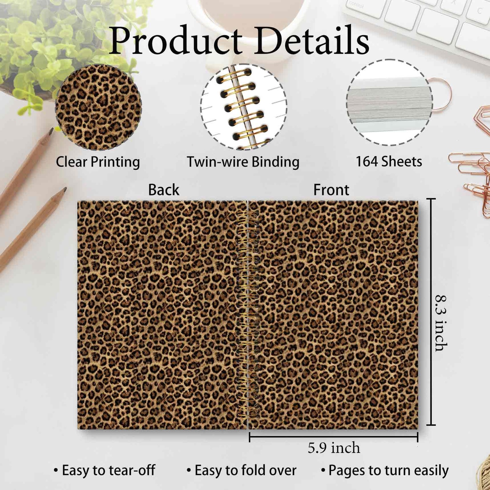 Leopard Notebook Journal 5.5×8.3in, Cheetah Print Journal for Writing, Cheeta…
