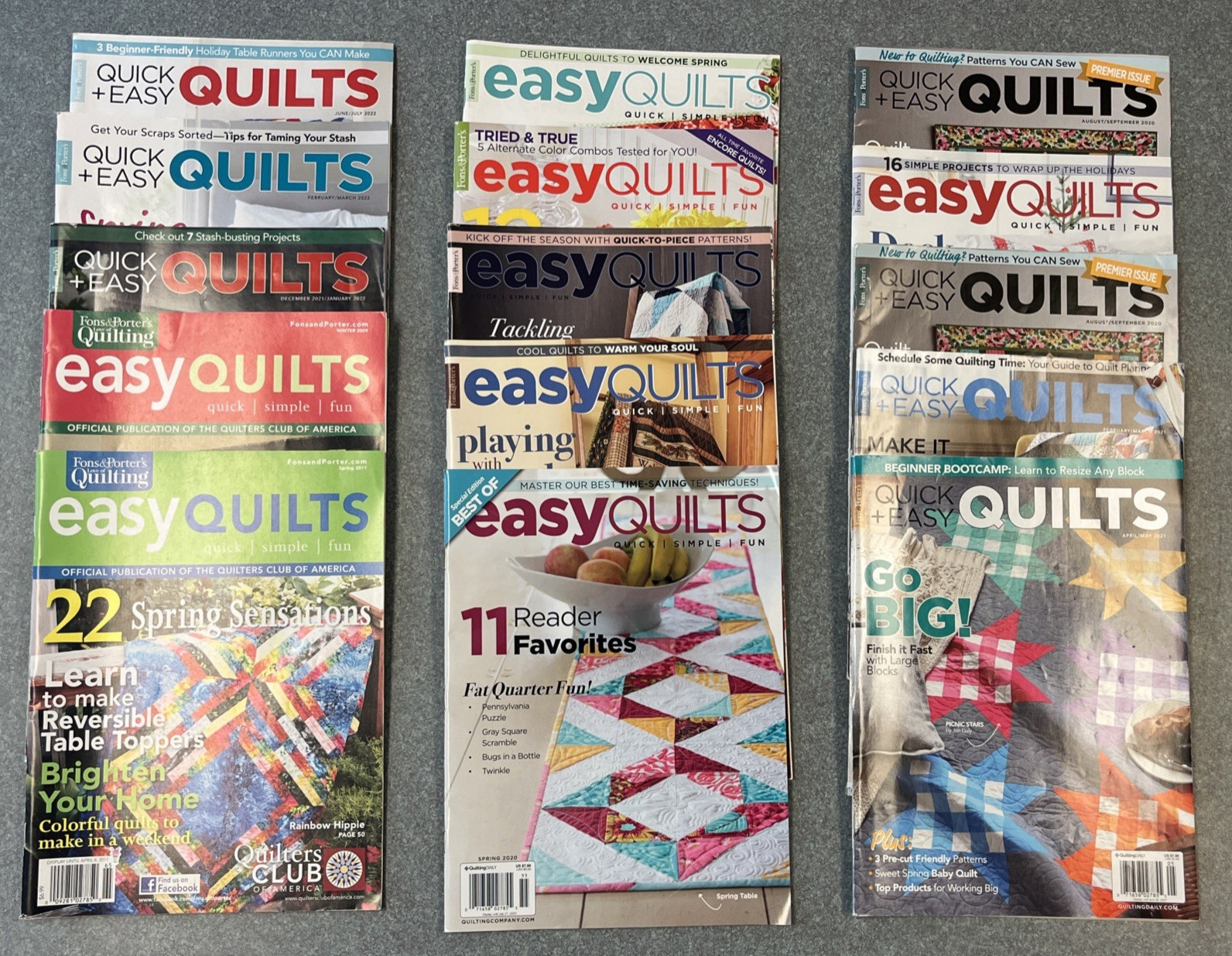 Lot of 15 Fons and Porter’s Love of Quilting, Easy Quilts, 2009-2022, Mixed
