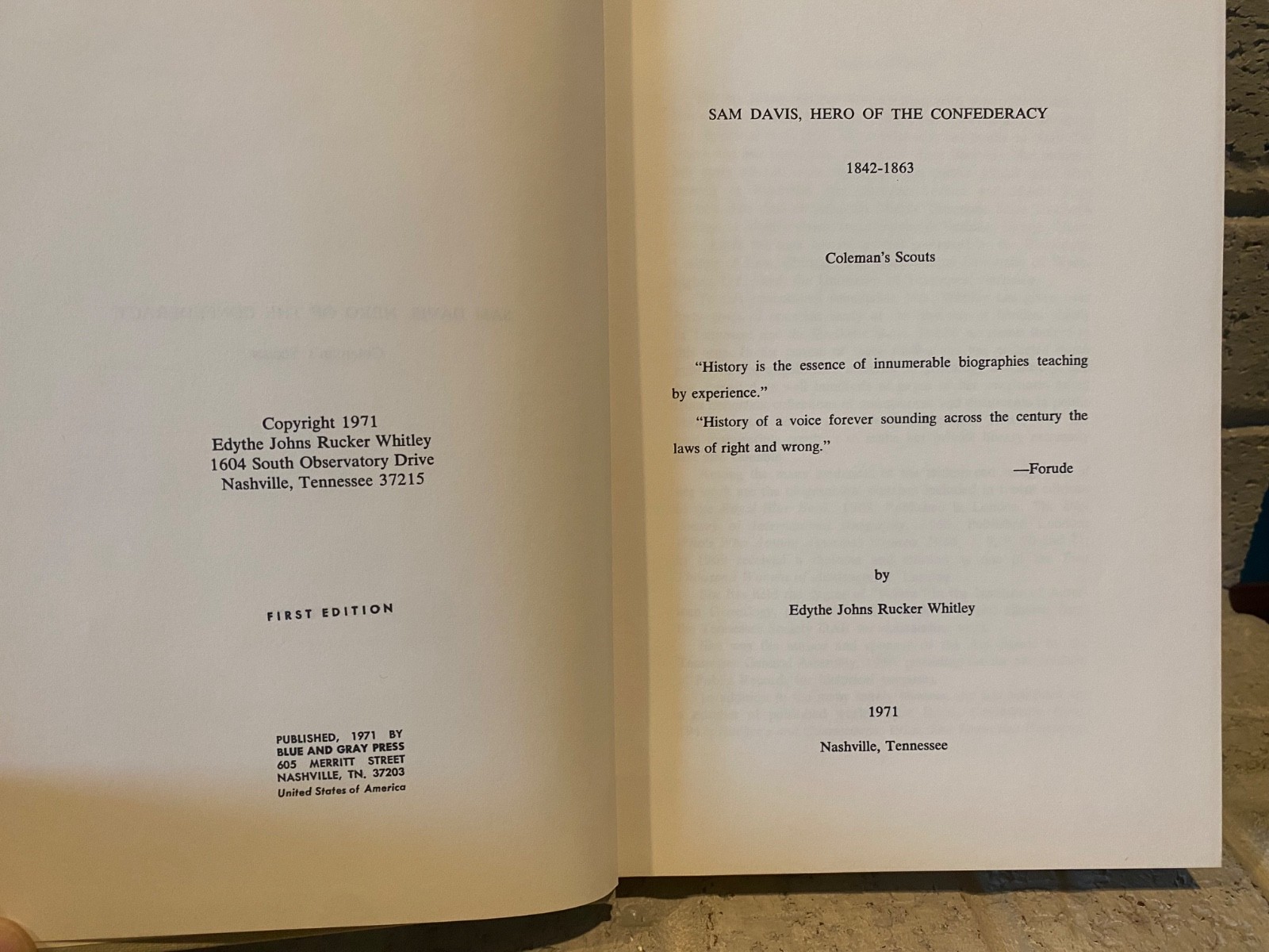 Sam Davis Colemans Scouts by Edythe Johns Rucker Whitley