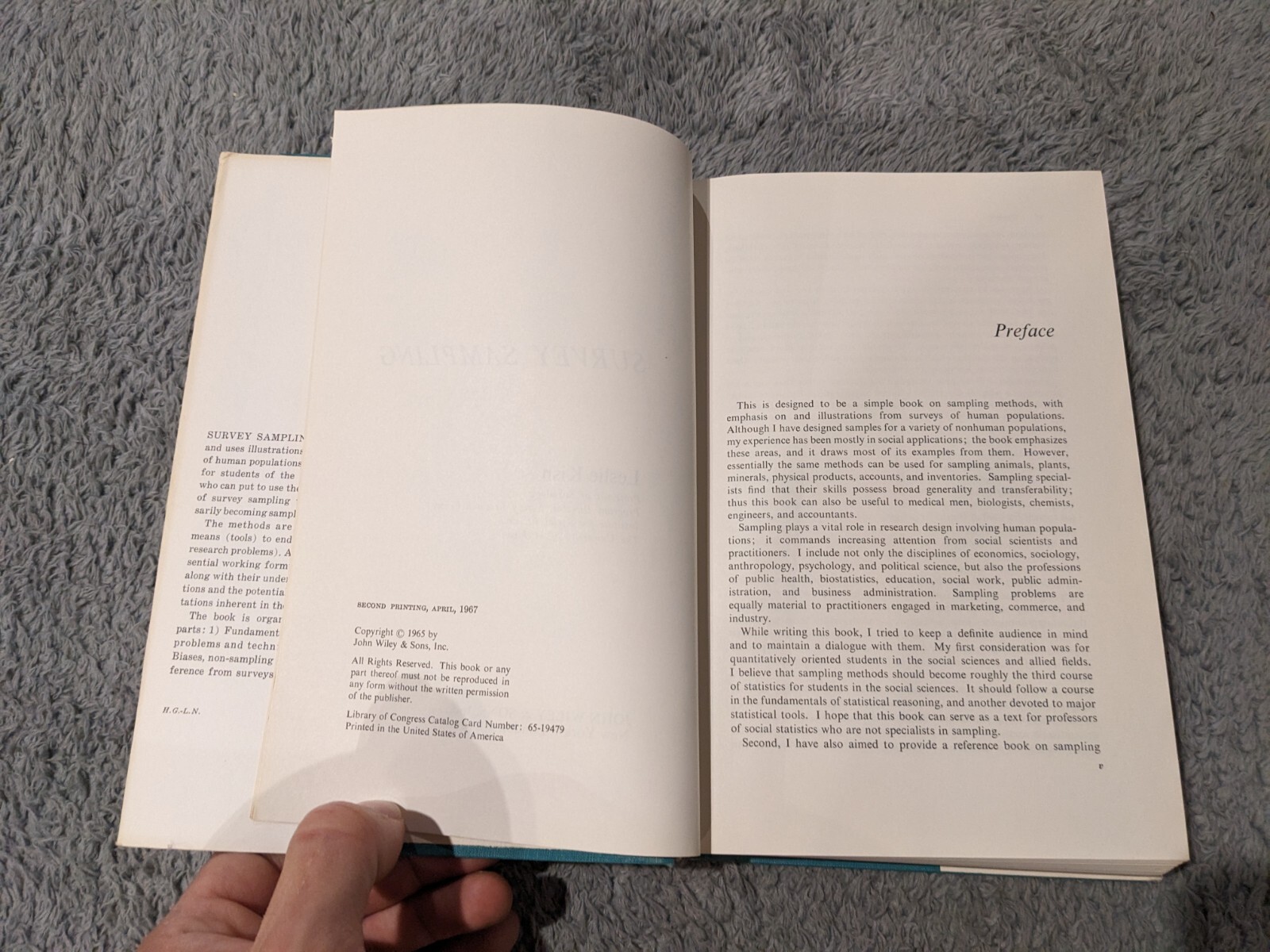 Survey Sampling Leslie Kish 1967 Second Edition John Wiley And Sons Hardcover