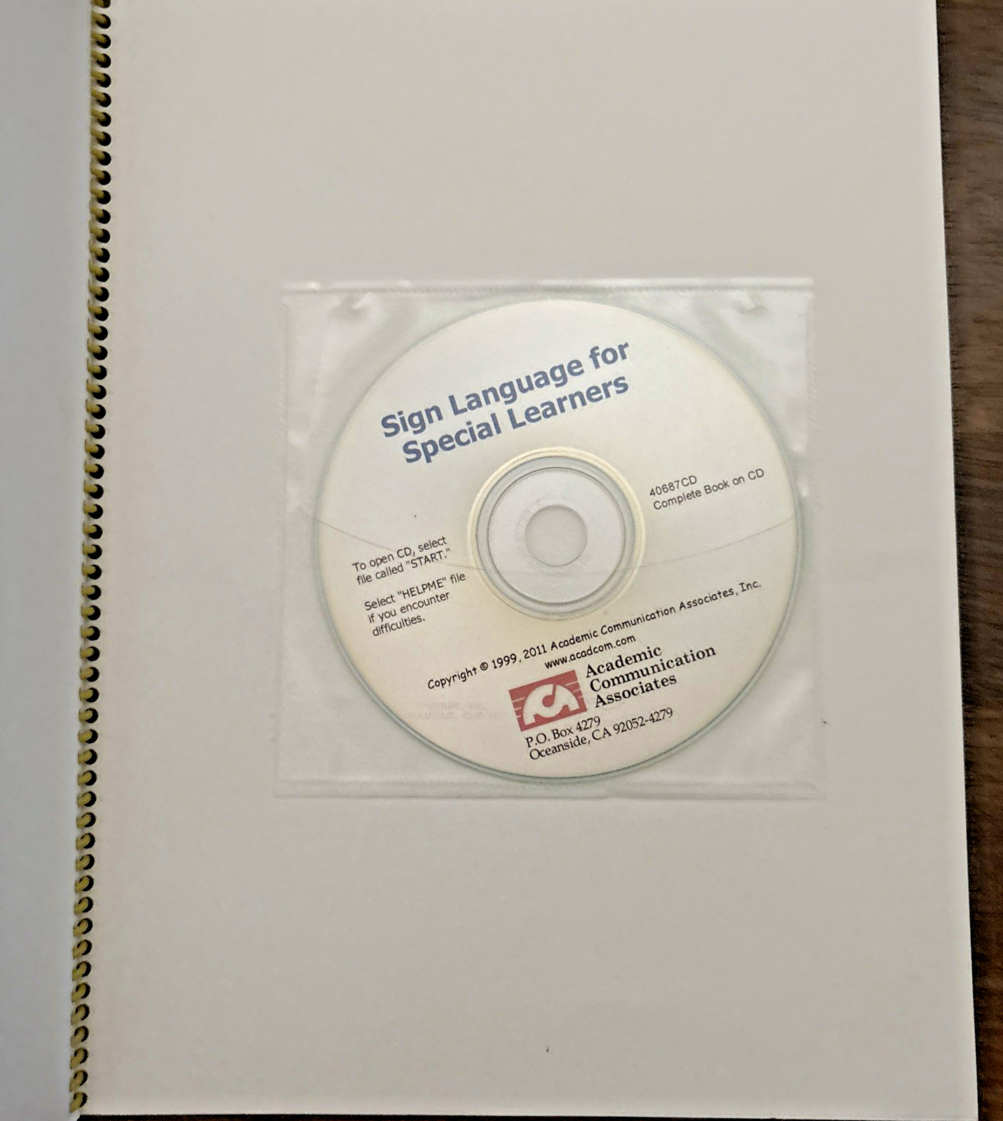 Sign Language for Special Learners, spiral bound, academic communications