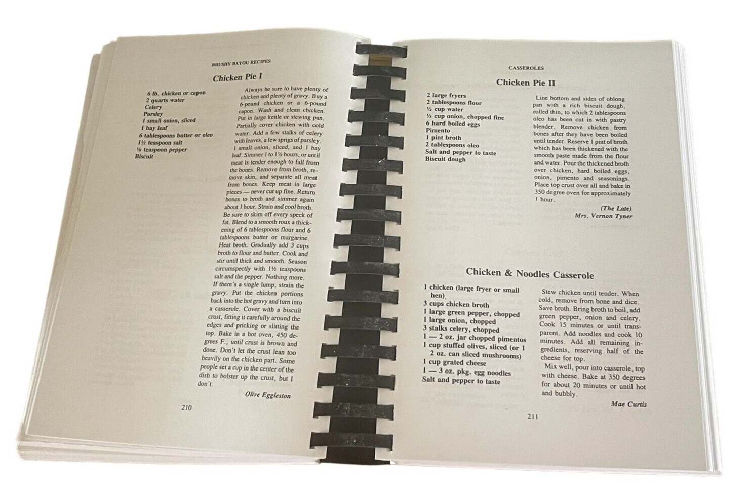 Vintage Brushy Bayou Recipes Cookbook Tallulah Louisiana 582 page Cottagecore