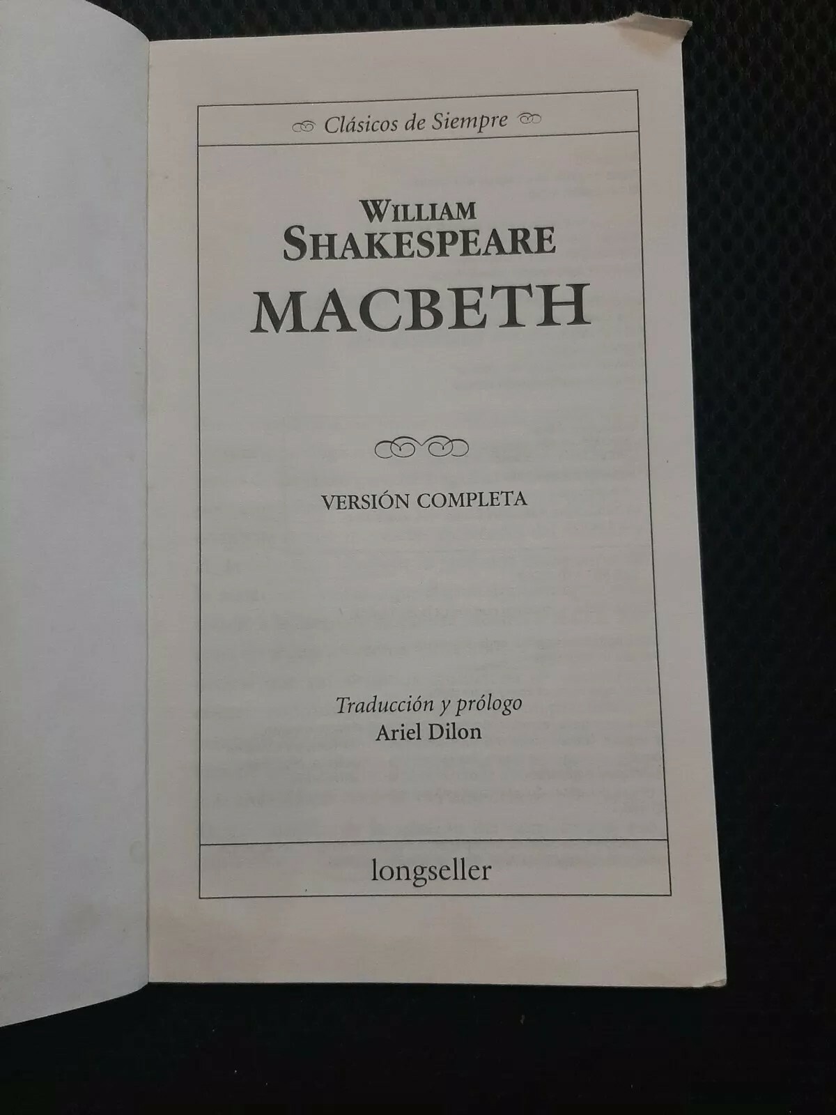 William Shakespeare Macbeth Joyas De Teatro PB #1576