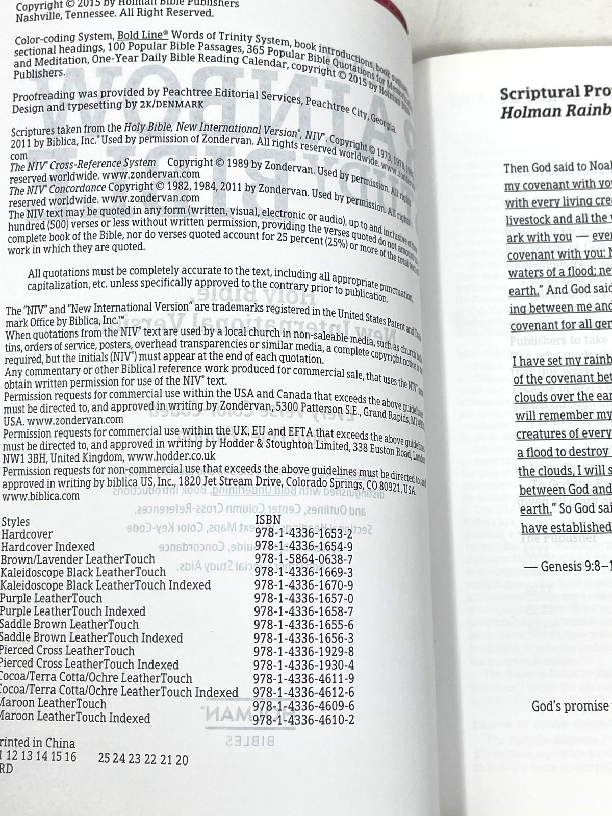Holman Rainbow Study Bible 2015 NIV Red Watercolor Every Verse Color Code
