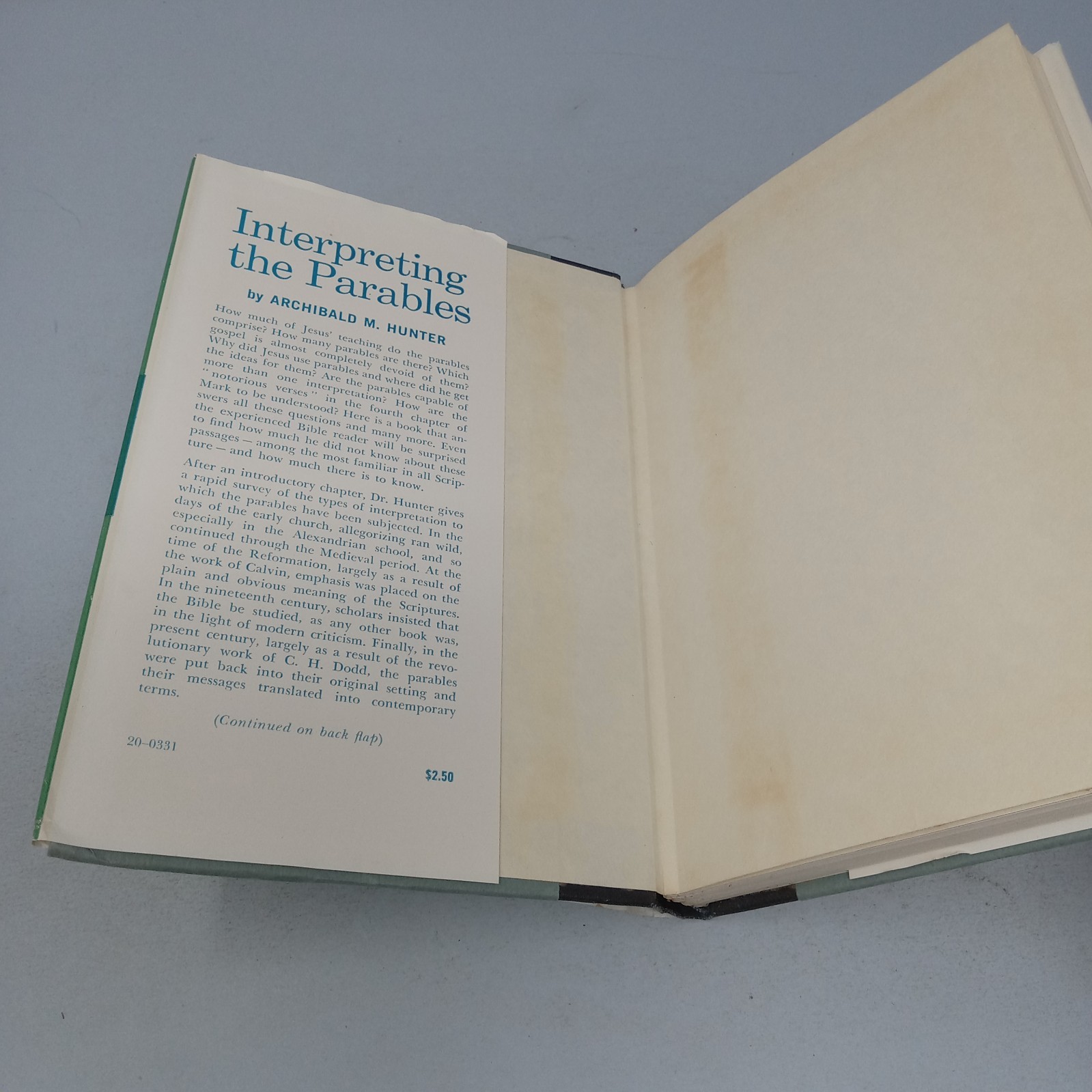 Interpreting the Parables: 1960 Westminster Press Hardcover Archibald M. Hunter