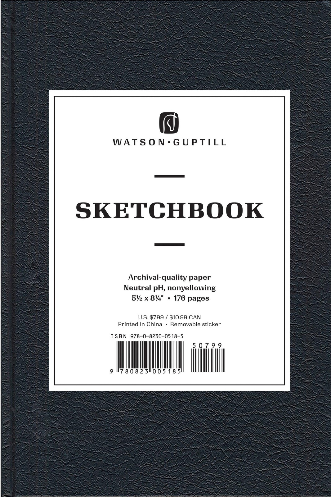 Sketchbook-Black Blank Book-5 1/2 x 8 1/4″, Watson-Guptill Publications, Good Bo